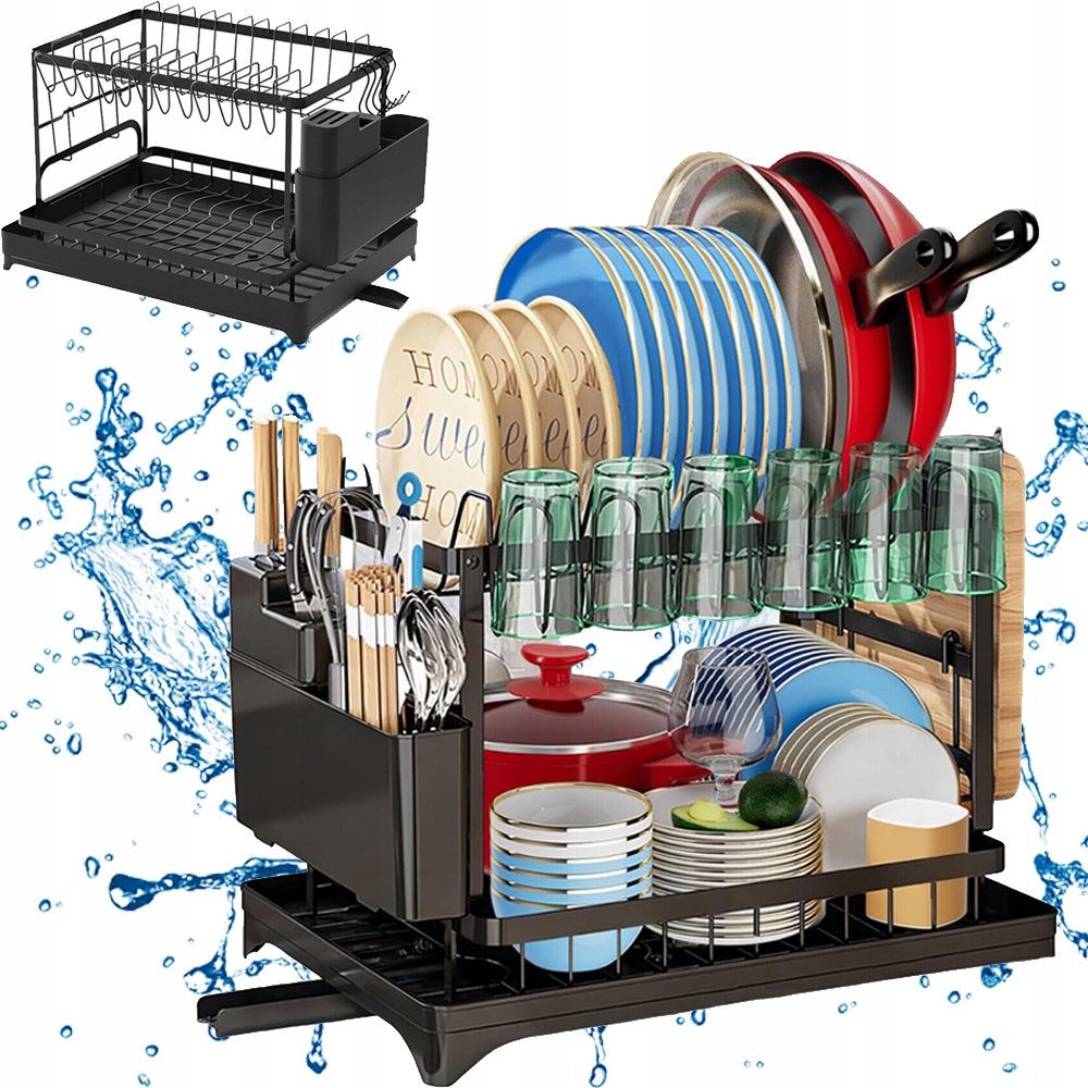 Levně Dvouvrstvá Kovová Odkapávač Na Nádobí 42*29*30 CM Odolná Proti Opotřebení