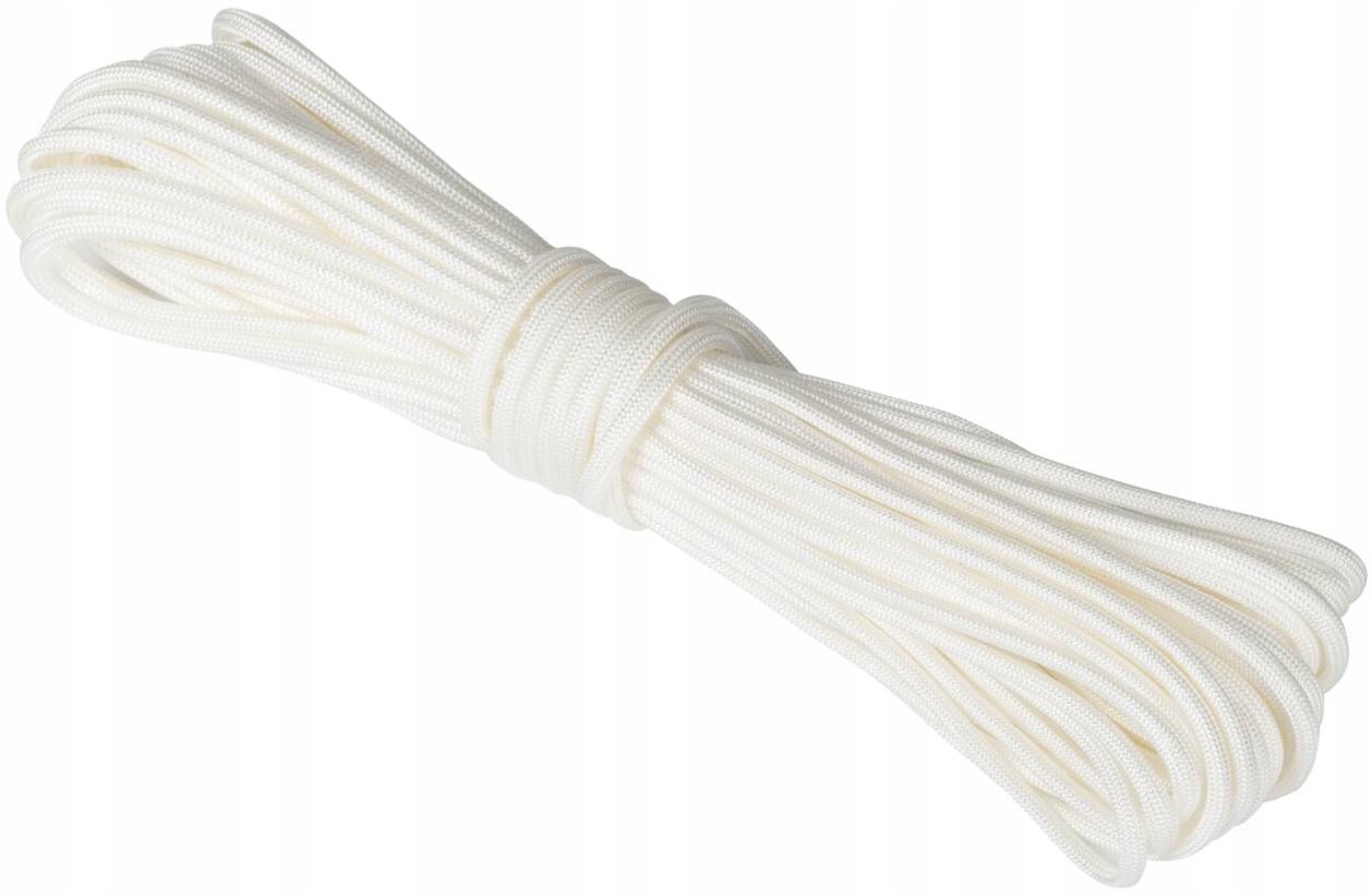 Paracordová šňůra Silná 600 kg Atwood Usa Dyna X Bílá 15 m Sedmijádrová