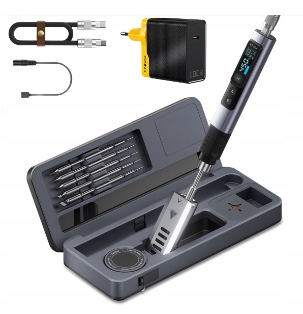 HS-02A inteligentna lutownica z zestawem 6 grotów ładowarka 100W Fnirsi