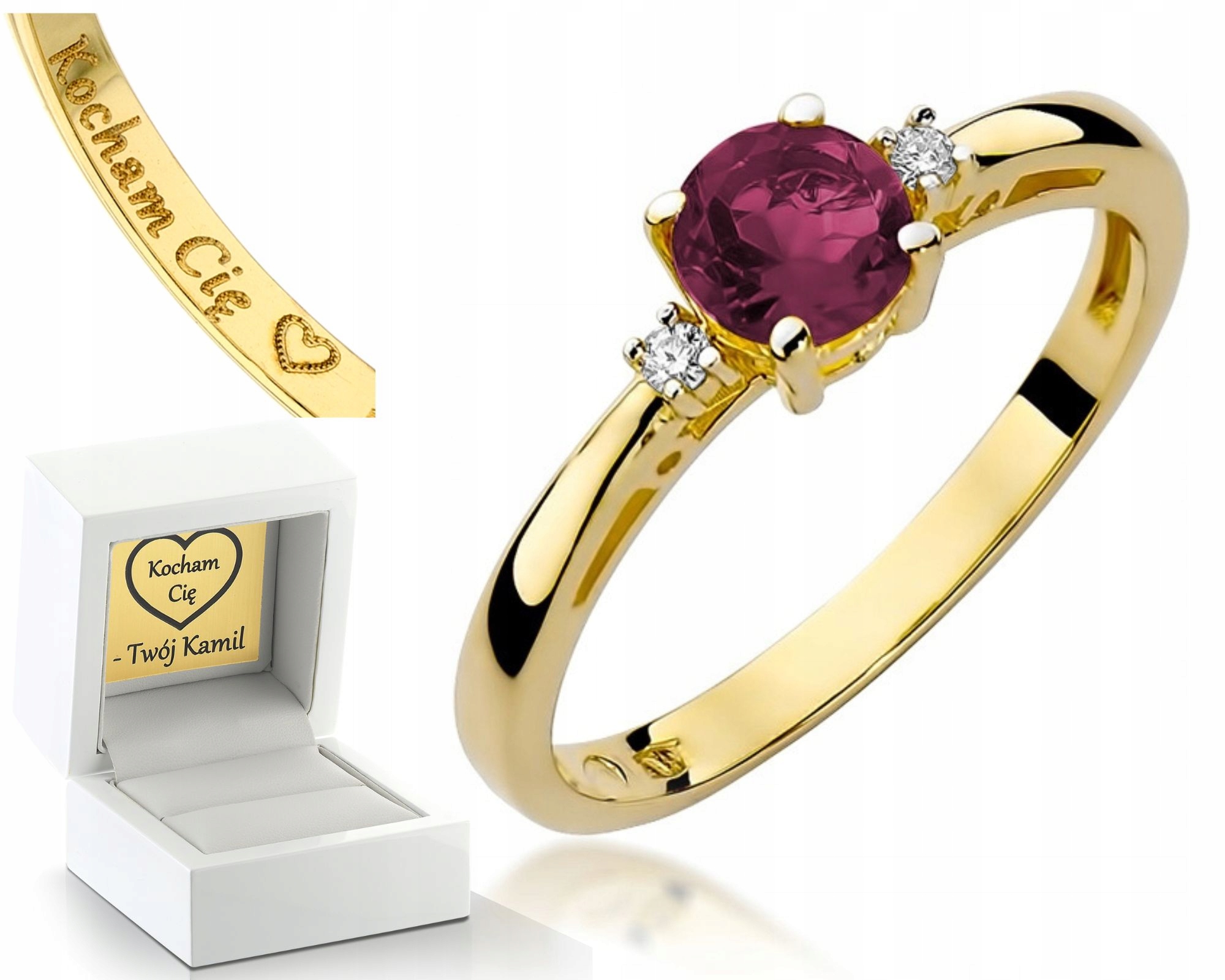 

Pierścionek Z Rubinem I Diamentami Grawer