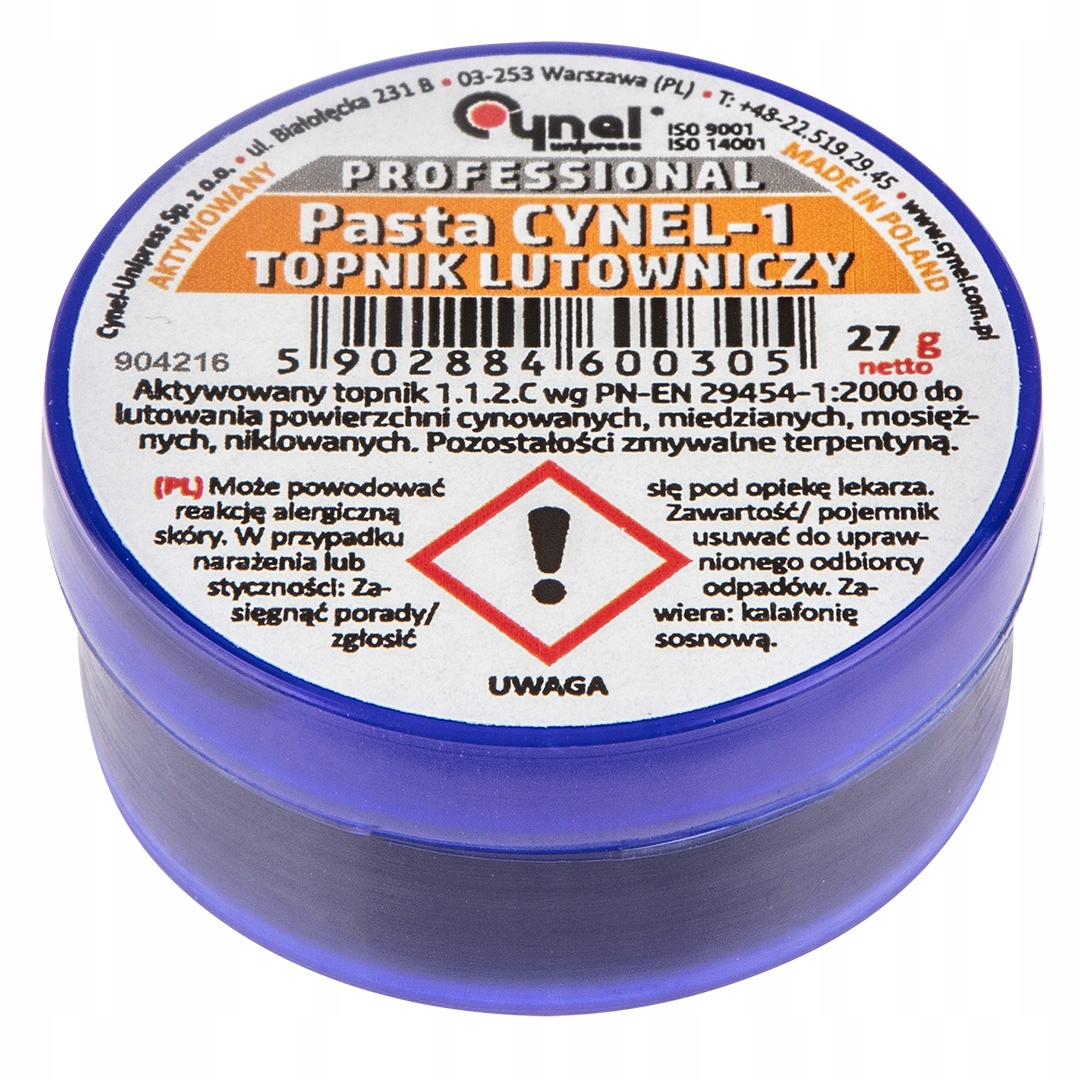Pasta Cynel Topnik Lutowniczy do lutowania miękkiego 27g cyna Cynel 44E816