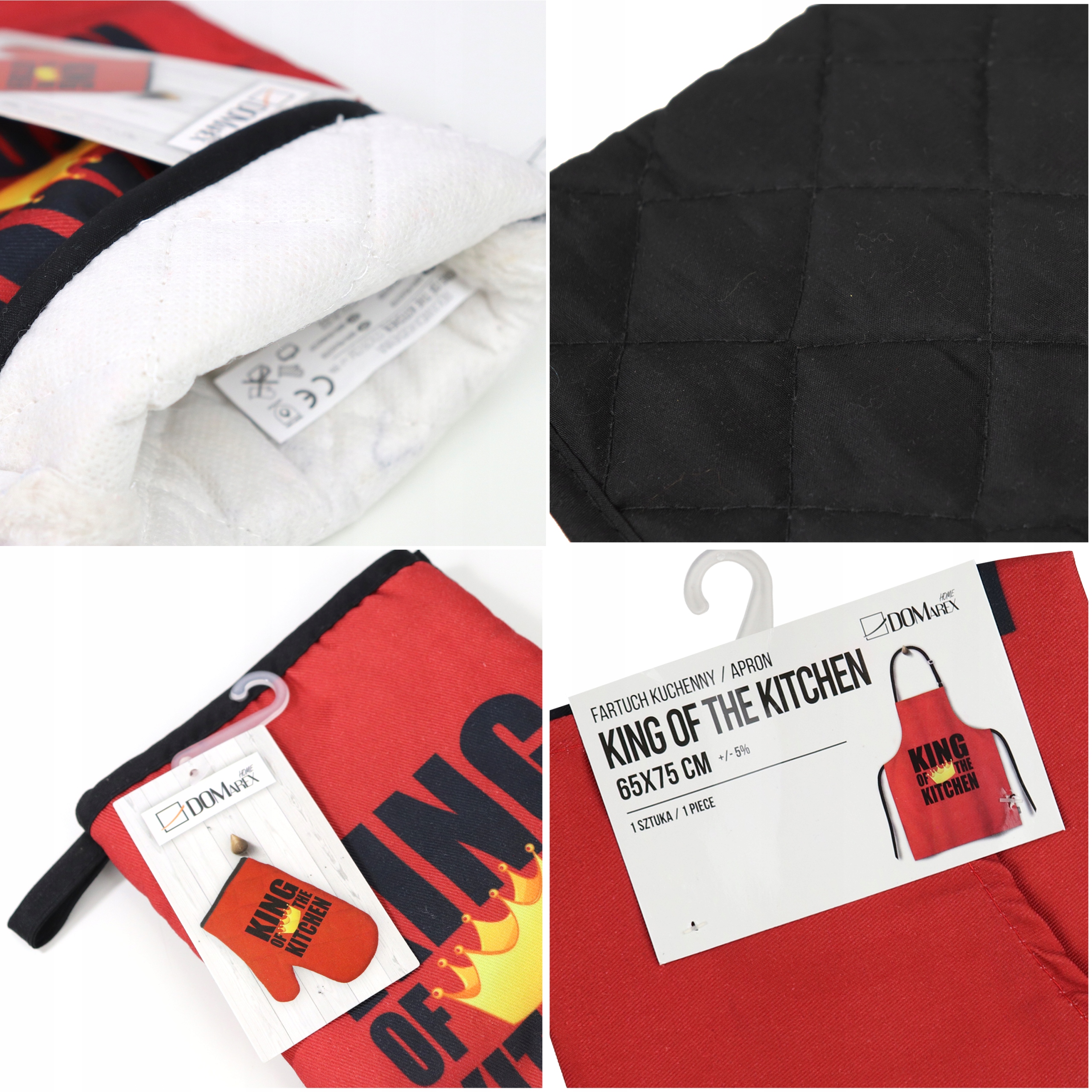 ZESTAW FARTUCH + 2x RĘKAWICA KING OF THE GRILL NA GRIL DO GRILOWANIA Producent DOMAREX