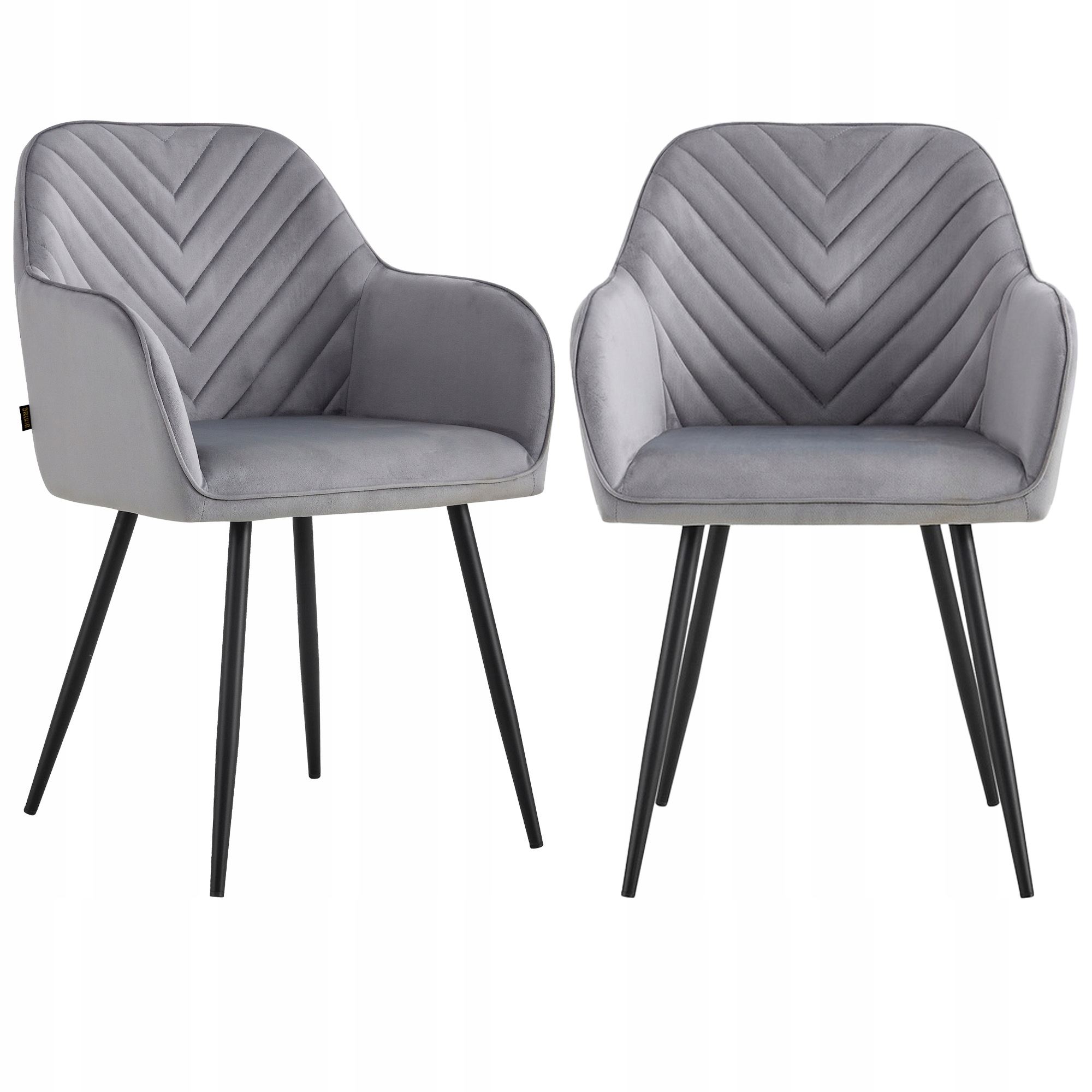 2 x Velúrová Čalúnená Stolička Harry Salon Jedálňa Oceľové Čierne Nohy
