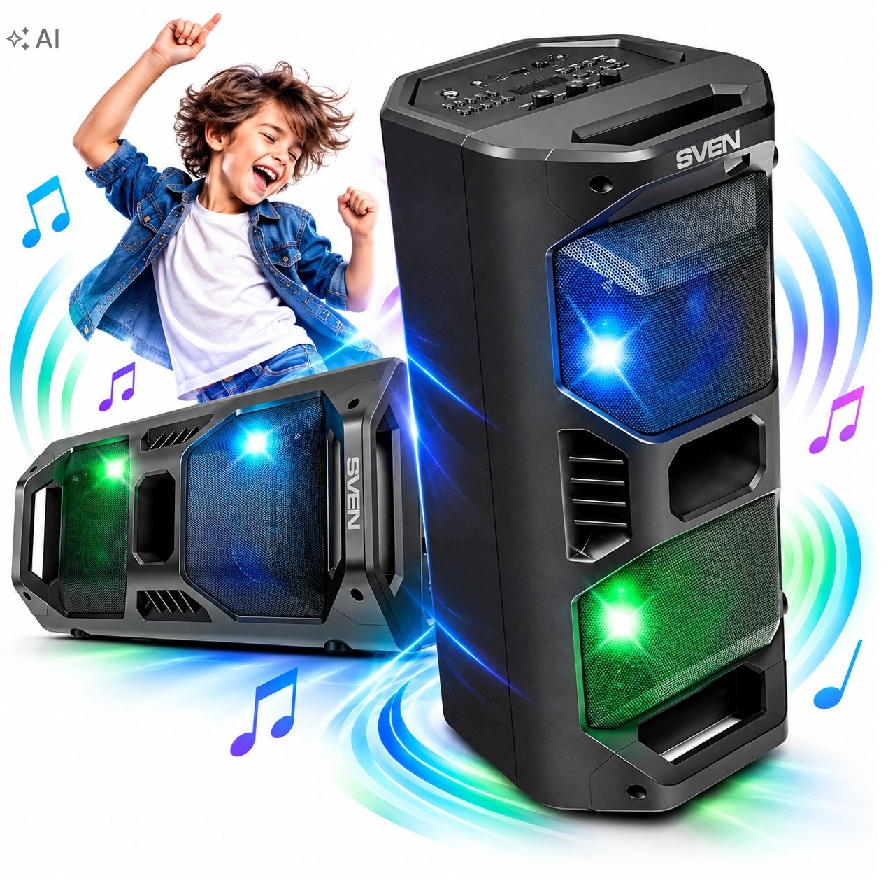 Sven PS-600 Přenosný Bluetooth reproduktor 50W Bezdrátový Černý Fm