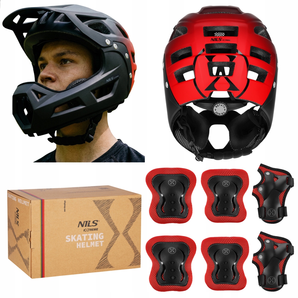 Cyklistická přilba nastavitelná Full Face 58-61 cm chrániče L