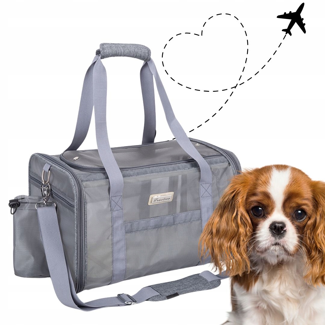 Transporter do samolotu dla małego psa i kota Truelove Mesh szary M