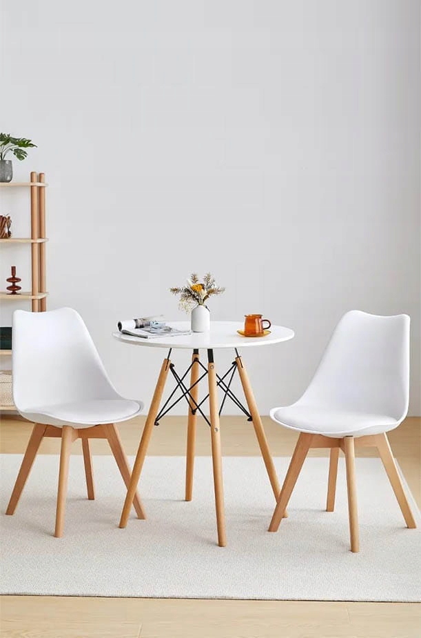 4 x Krzesło Białe Skandynawskie Z Poduszką Bukowe Nogi Do Salonu PREMIUM Marka Elmeri