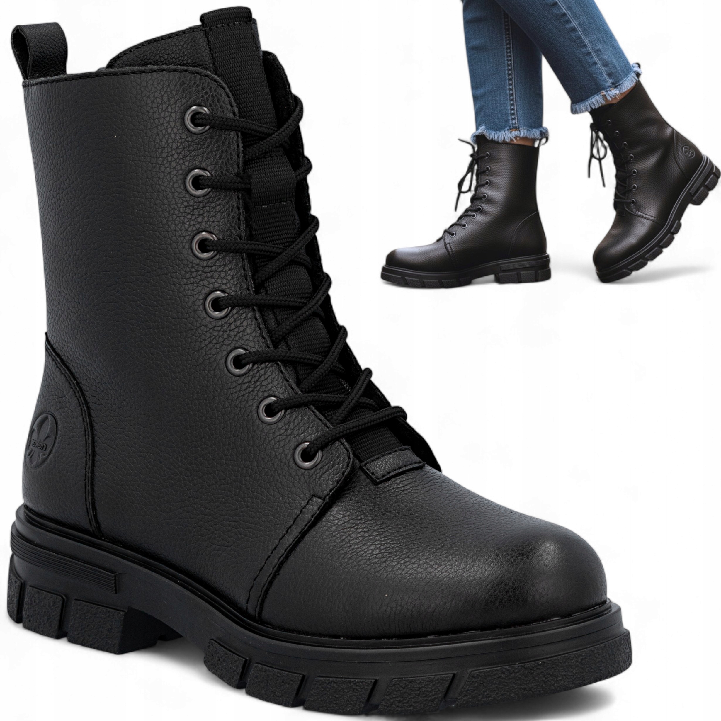 Rieker Dámské Kotníkové Boty 39 Zimní zateplené trapery Pohodlné se zipem Černé