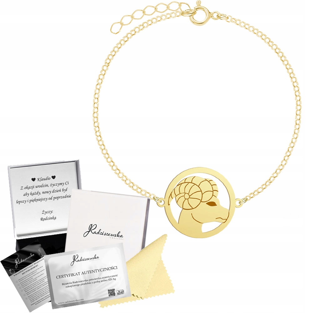 Zlatý Náramek Zodiac Beran Řetízek Stříbro 925 Dárek Gravírování Bonus