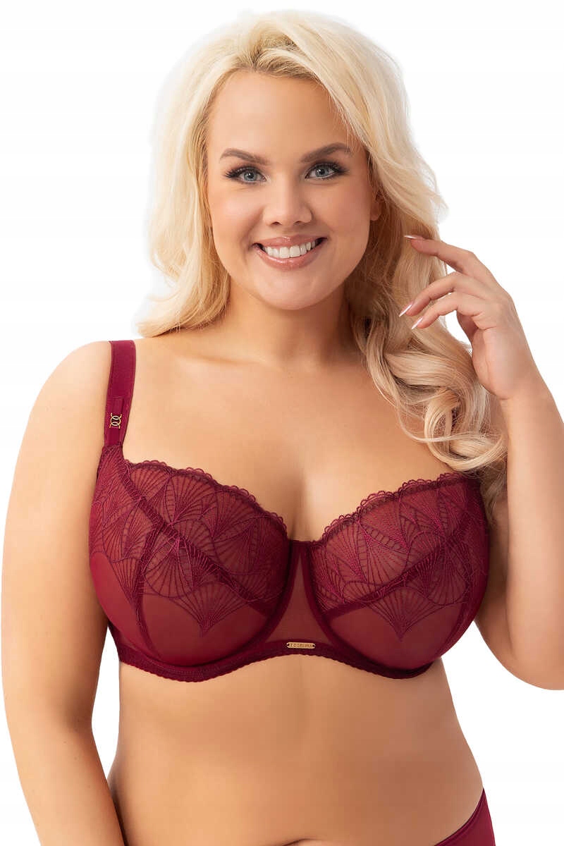 Gorsenia Biustonosz miękki koronkowy stanik soft Mira 942 bordowy 90F