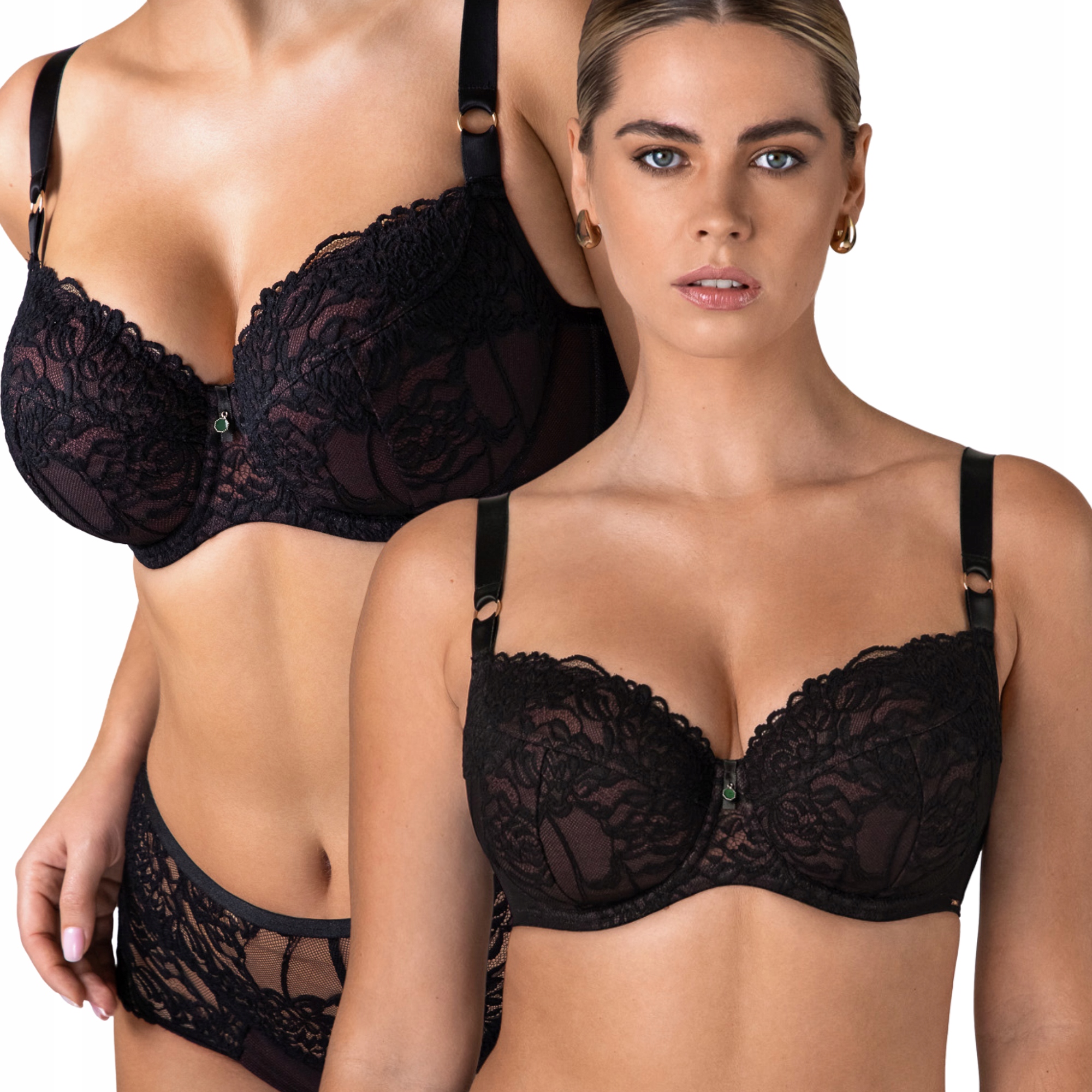 Podprsenka semi soft, smyslná, krajková, zaoblená Alles Truffle Noir Pu 90F