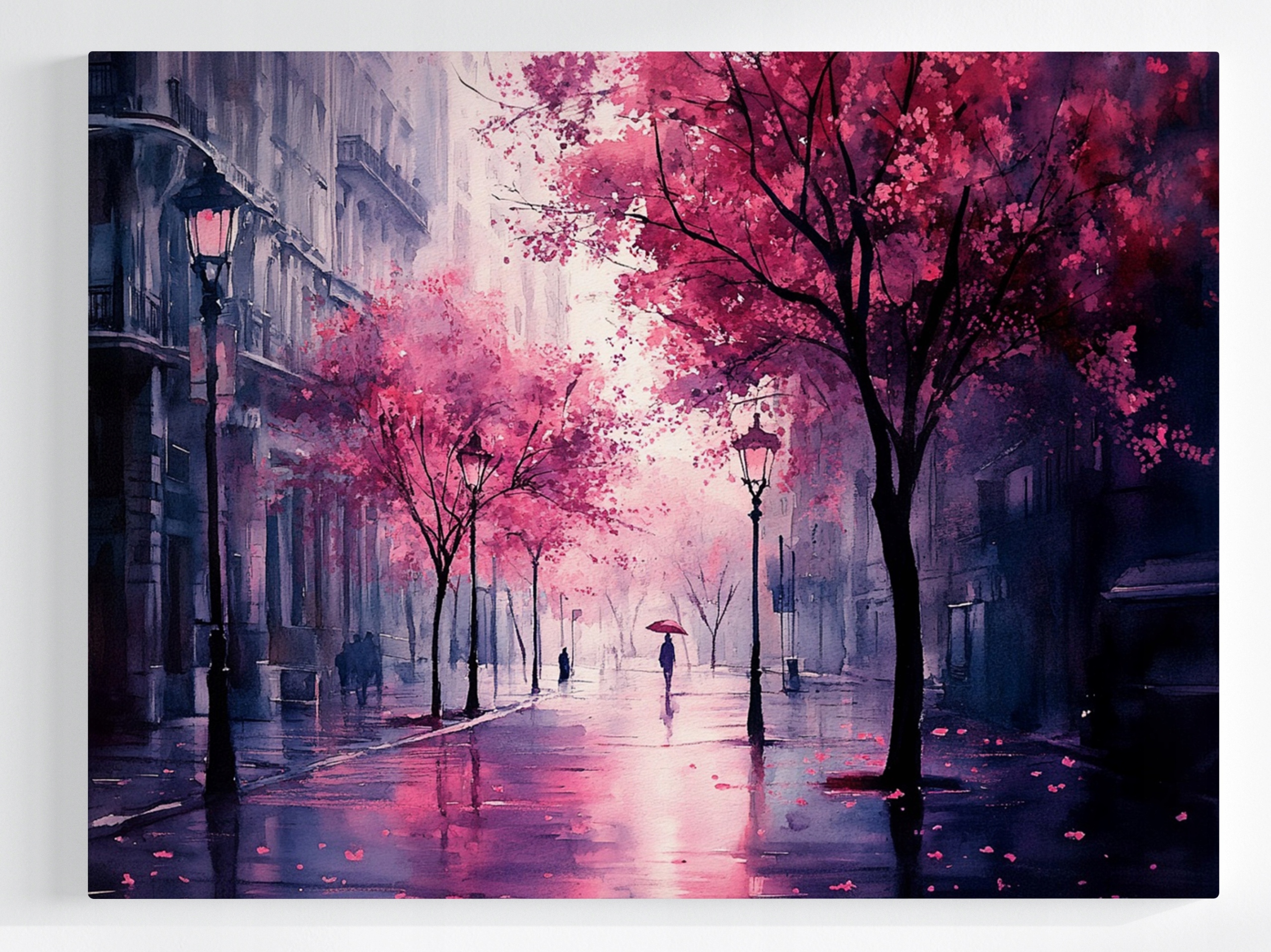 Obraz Na Plátně Canvas Pohled Na Město Ulice Podzim Stromy Déšť 80x60