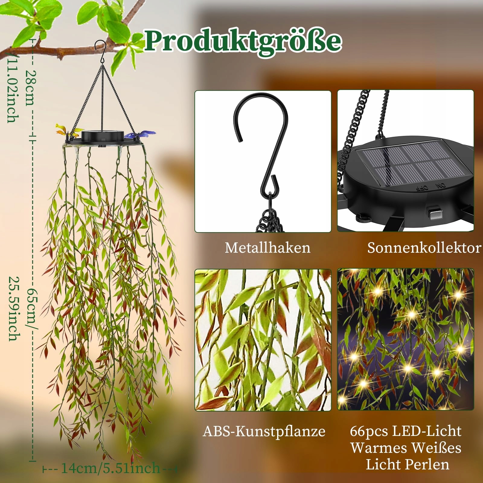 KAGOLING Solarna Lampa Zewnętrzna 2 Szt. IP65 Wodoodporna Ogród — miniatura 3
