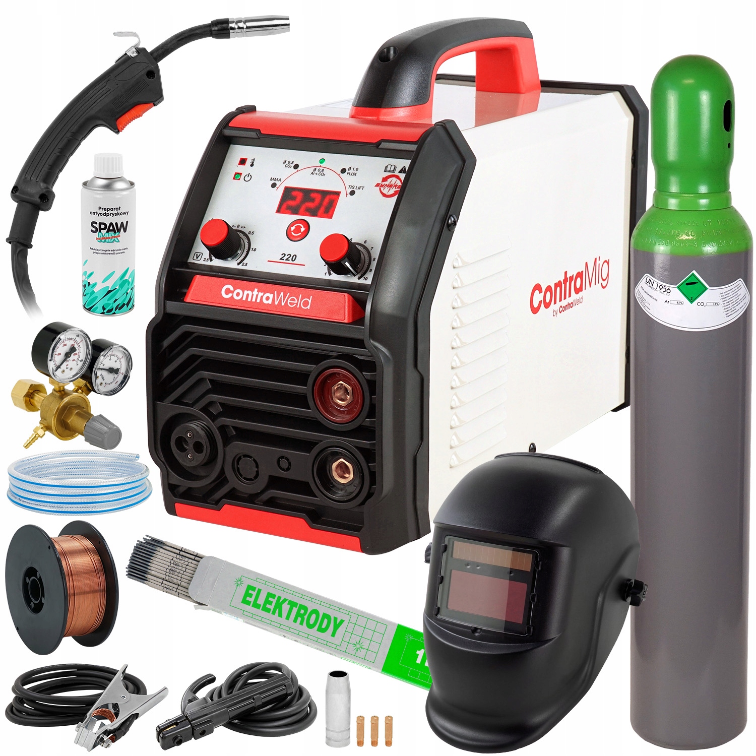 Spawarka inwerter Migomat Mig 220 Synergia Mma Tig Lift Flux zestaw