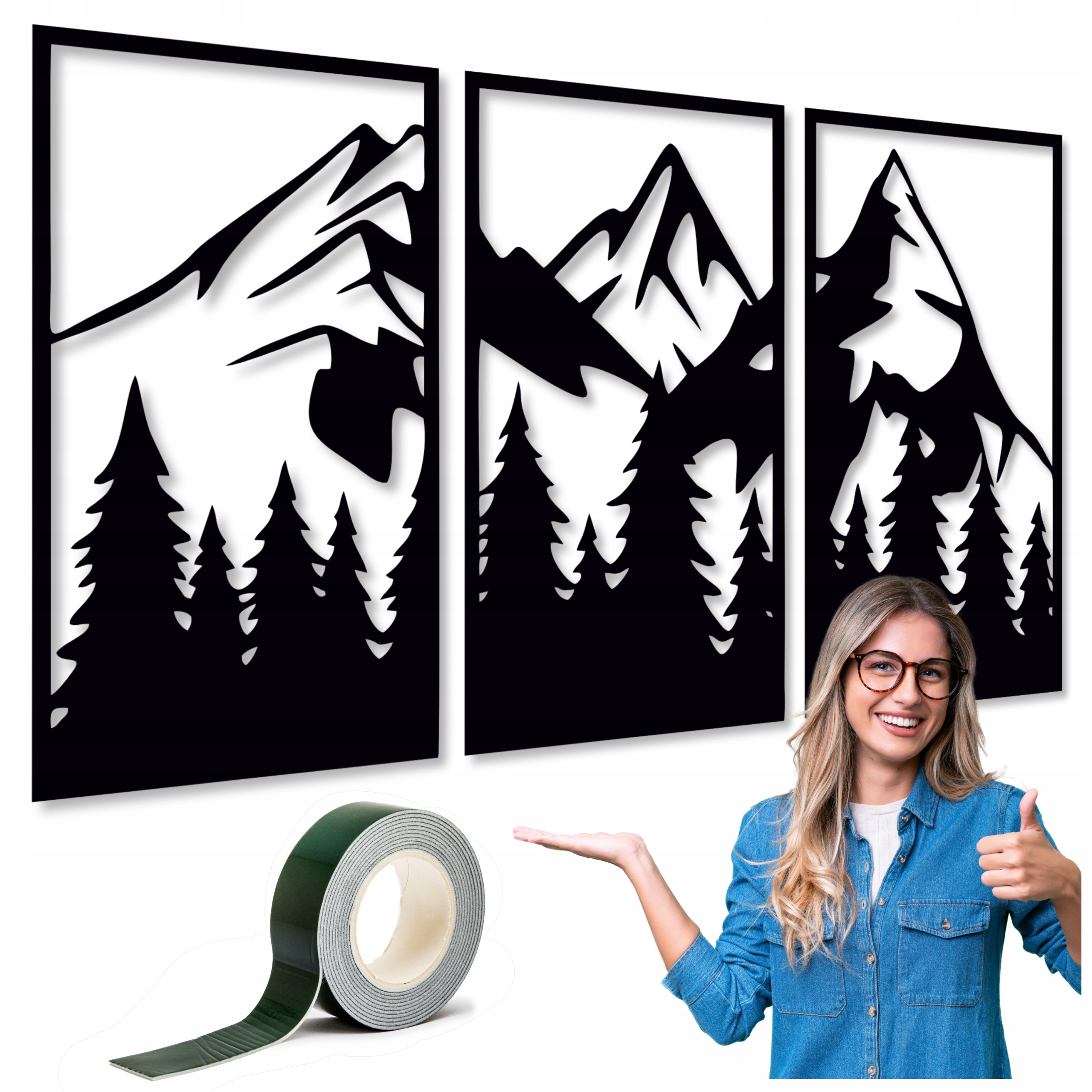 Ažurový Obraz Na Zeď Hory Obrazy Do Obývacího Pokoje Kuchyně Triptych 160 cm