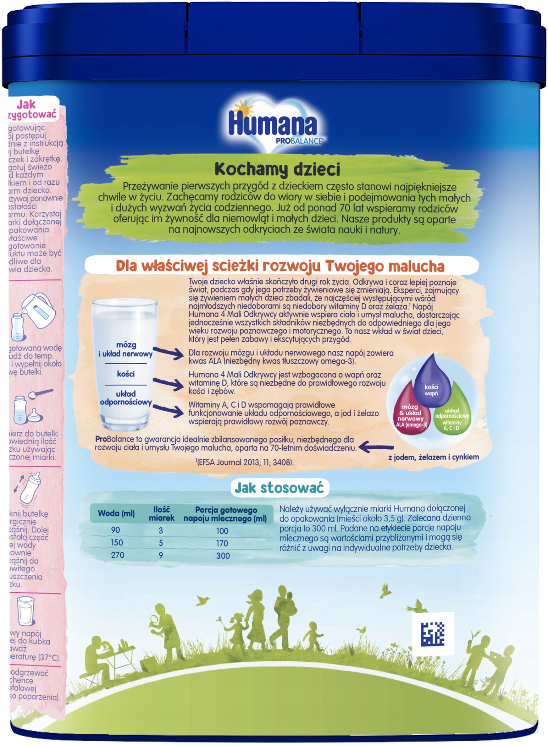 HUMANA 4 MLEKO NASTĘPNE PO 24 MIESIĄCU 650G x3 + 1x DESEREK BRZOSKWINIOWY Marka Humana