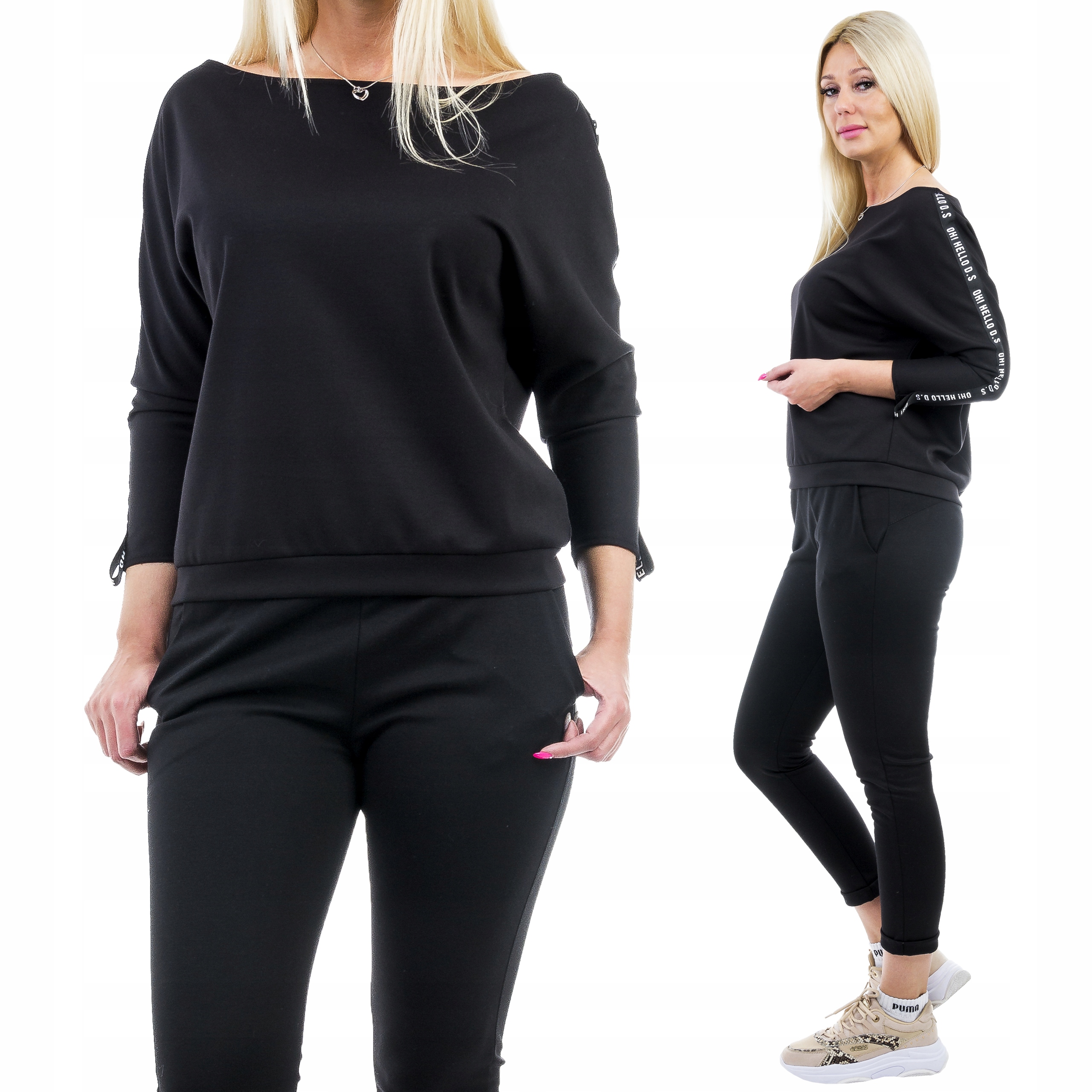 

Z332 Komplet Dres Lamówka Mankiet Czarny r 44