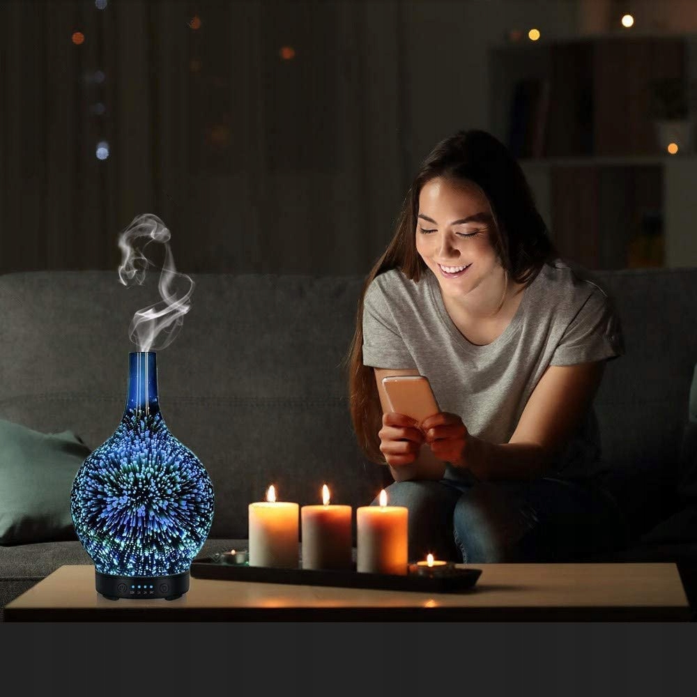 NAWILŻACZ POWIETRZA LAMPA 3D SZKLANY DYFUZOR AROMATERAPIA NA PREZENT Marka Altera