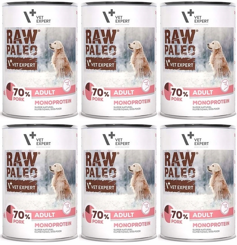 Levně VetExpert Raw Paleo Adult Vepřové 6 x 400 g