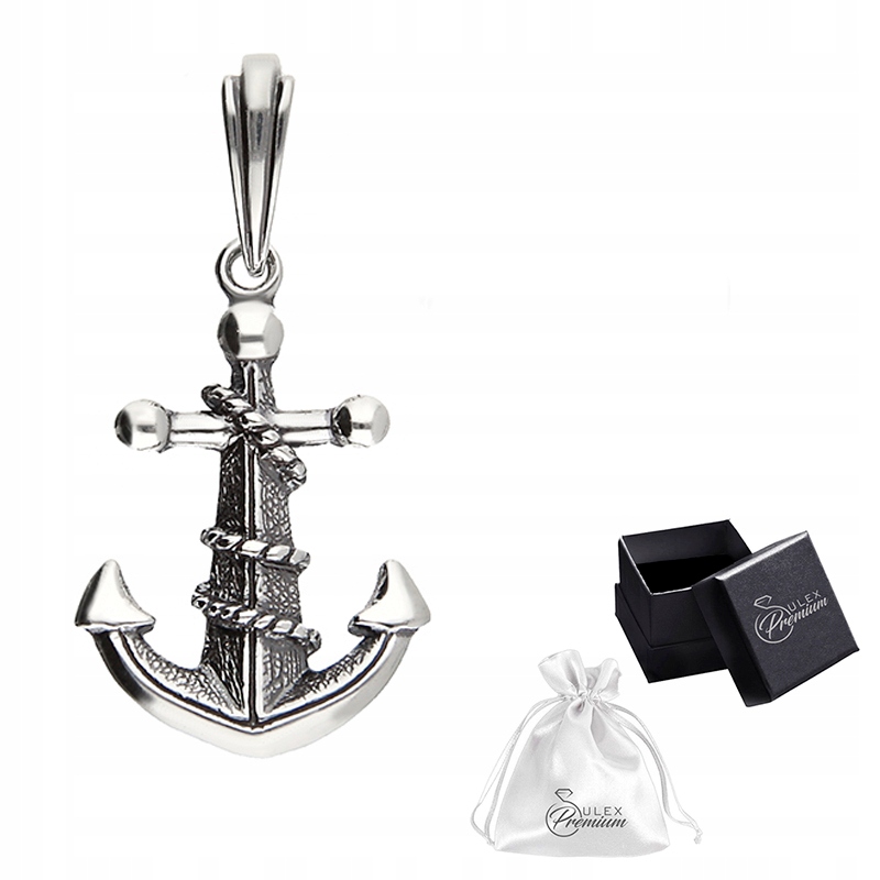 Stříbrný přívěsek ryzost 925 Pánský oxidovaný přívěsek Kotva s lanem