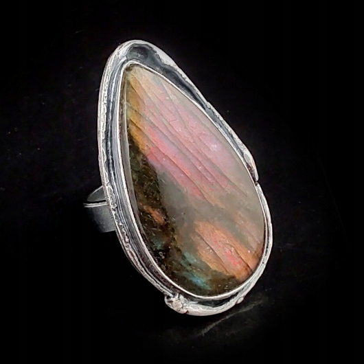Labradorit Stříbrný Prstýnek Stříbro Okázalý Fialový Oheň