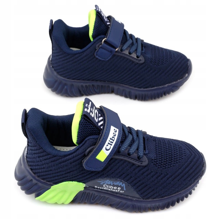

Buty sportowe dziecięce na rzepy granatowo zielone
