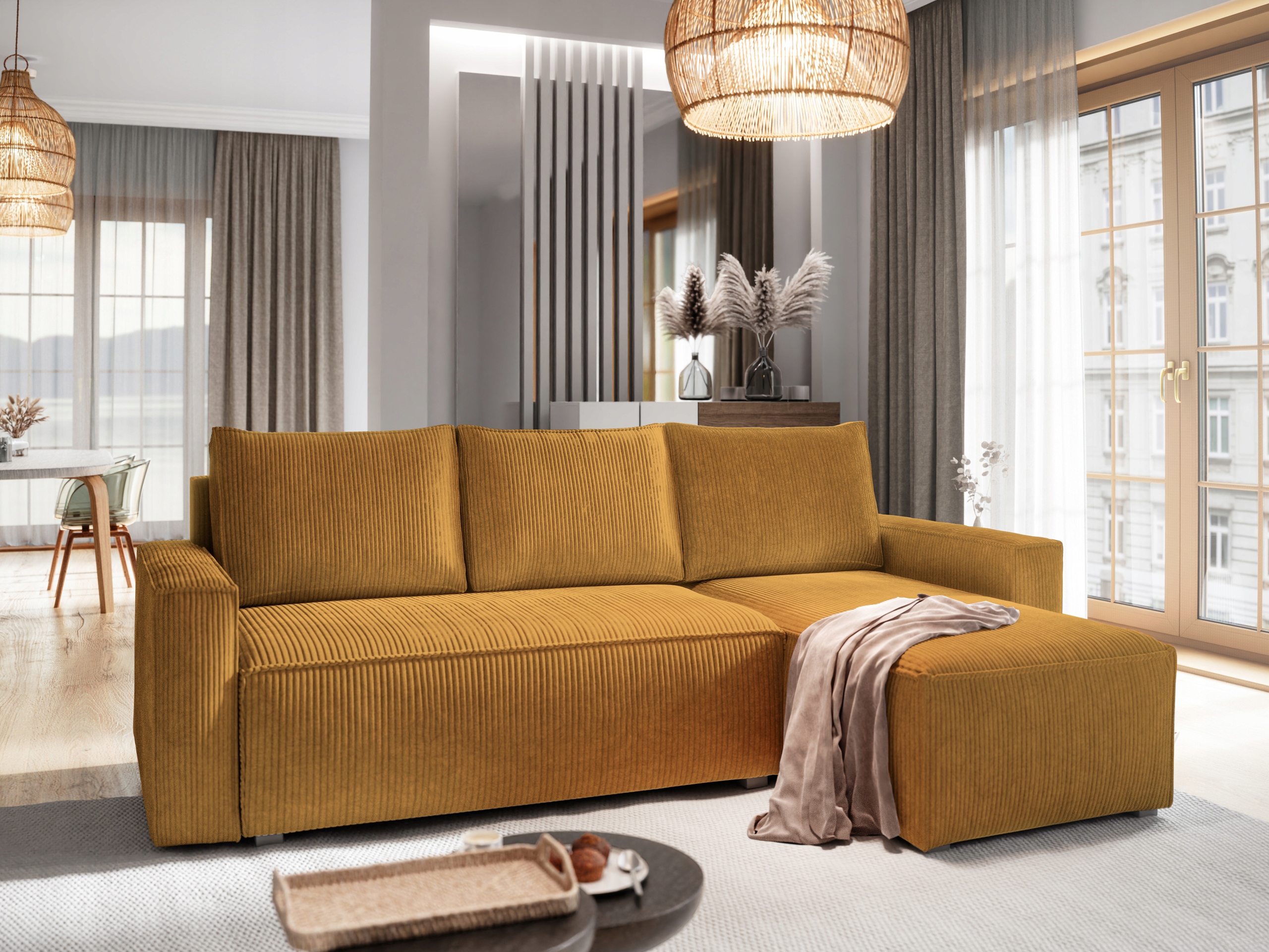 Narożnik POTARO funkcja spania rogówka DO SALONU Wysokość mebla 83 cm