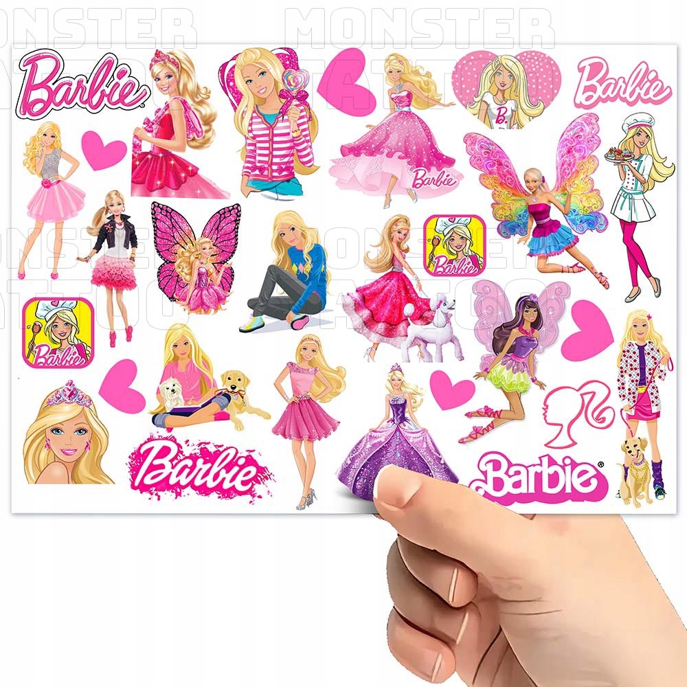 TATUAŻE TYMCZASOWE TYMCZASOWE DLA DZIECI DZIECIĘCE BARBIE WZORY ORYGINALNE Typ naklejka