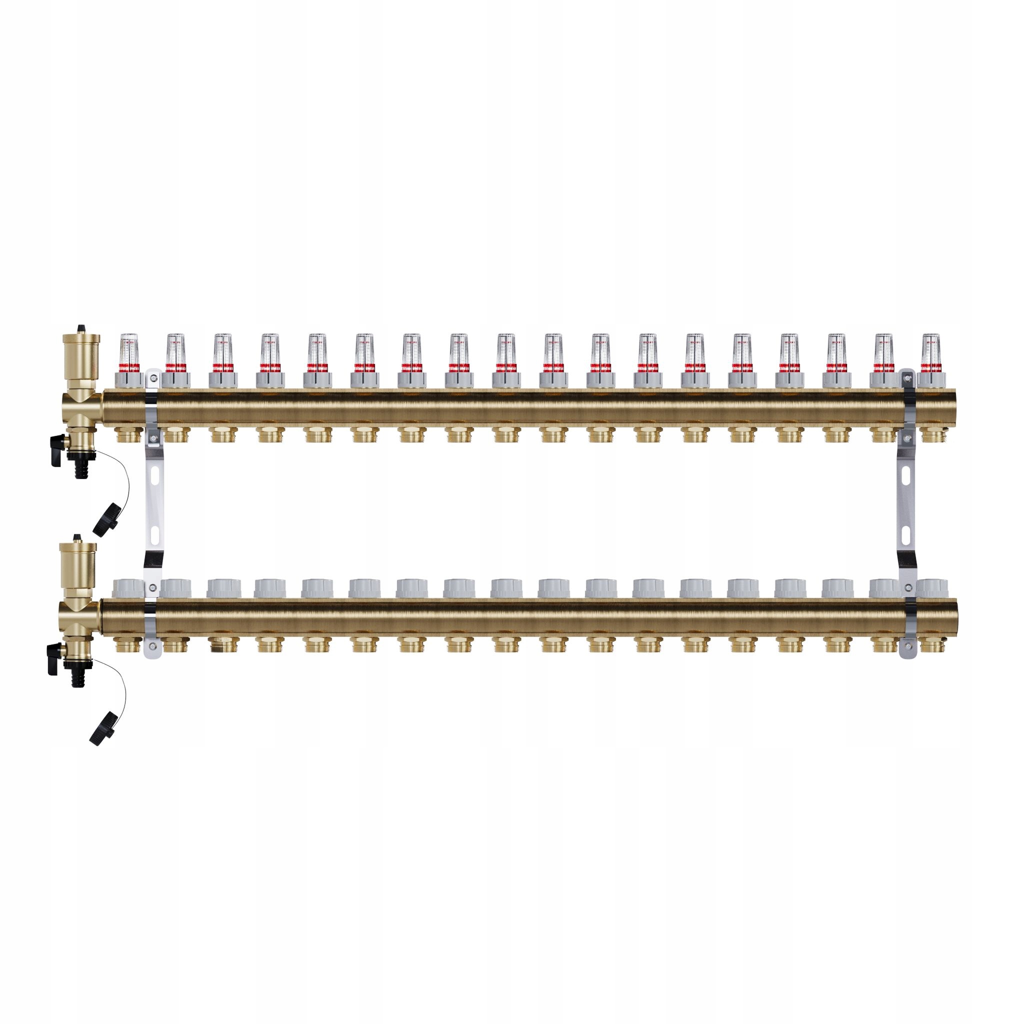 Rozdělovač pro podlahu 18 mosazných okruhů pro podlahové vytápění