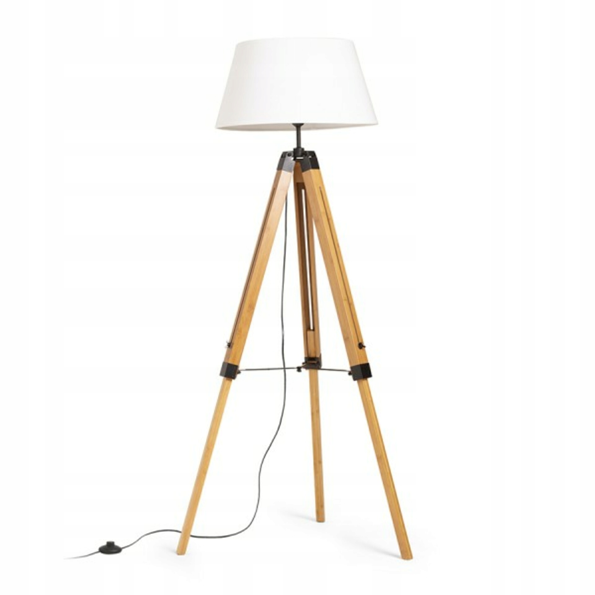 Stojanová lampa Rendl Alvis/ambitus 46 biela/bambus/čierna E27 15W 146cm