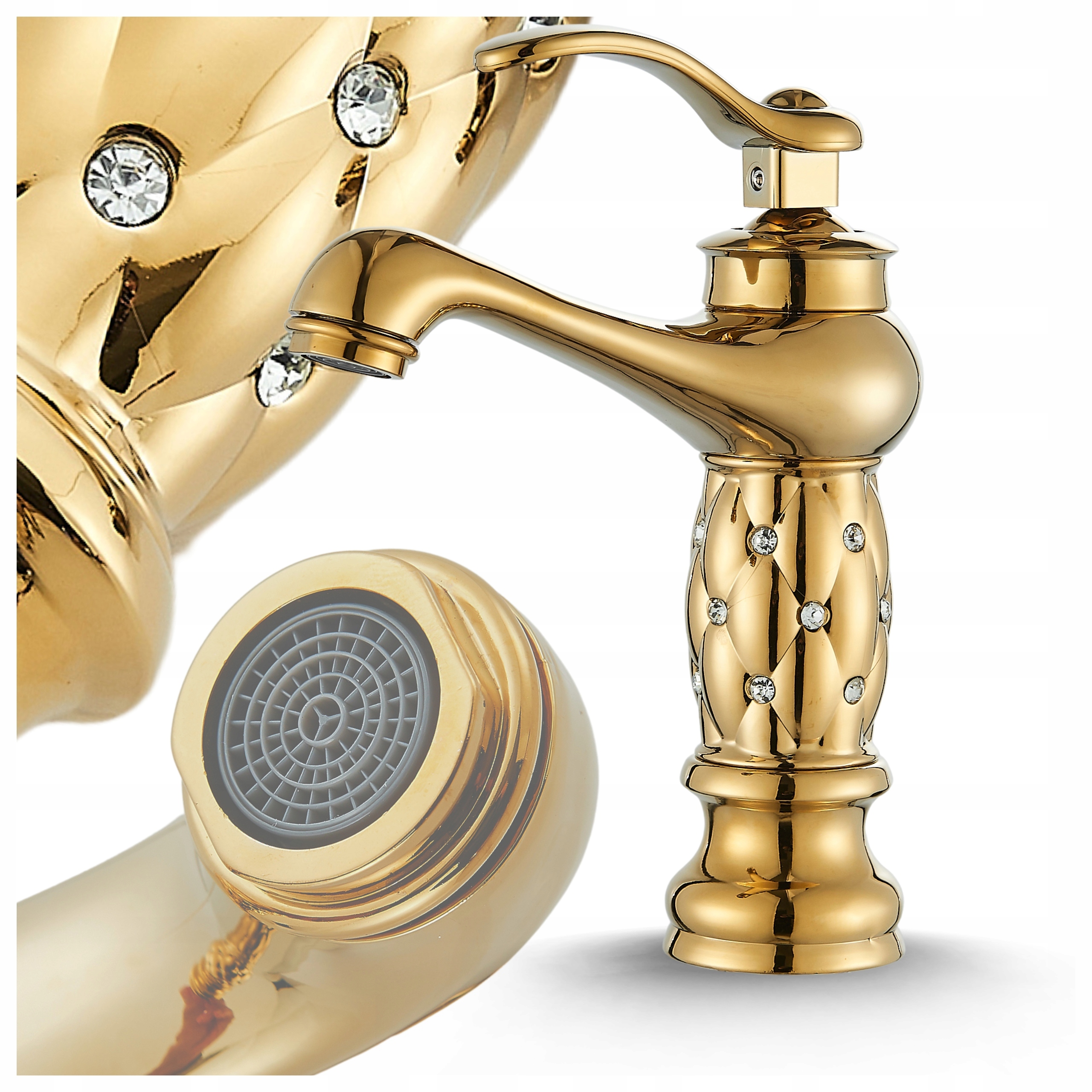 Umyvadlová baterie Zlatá Baterie do koupelny Retro Starý styl Vintage Mosaz