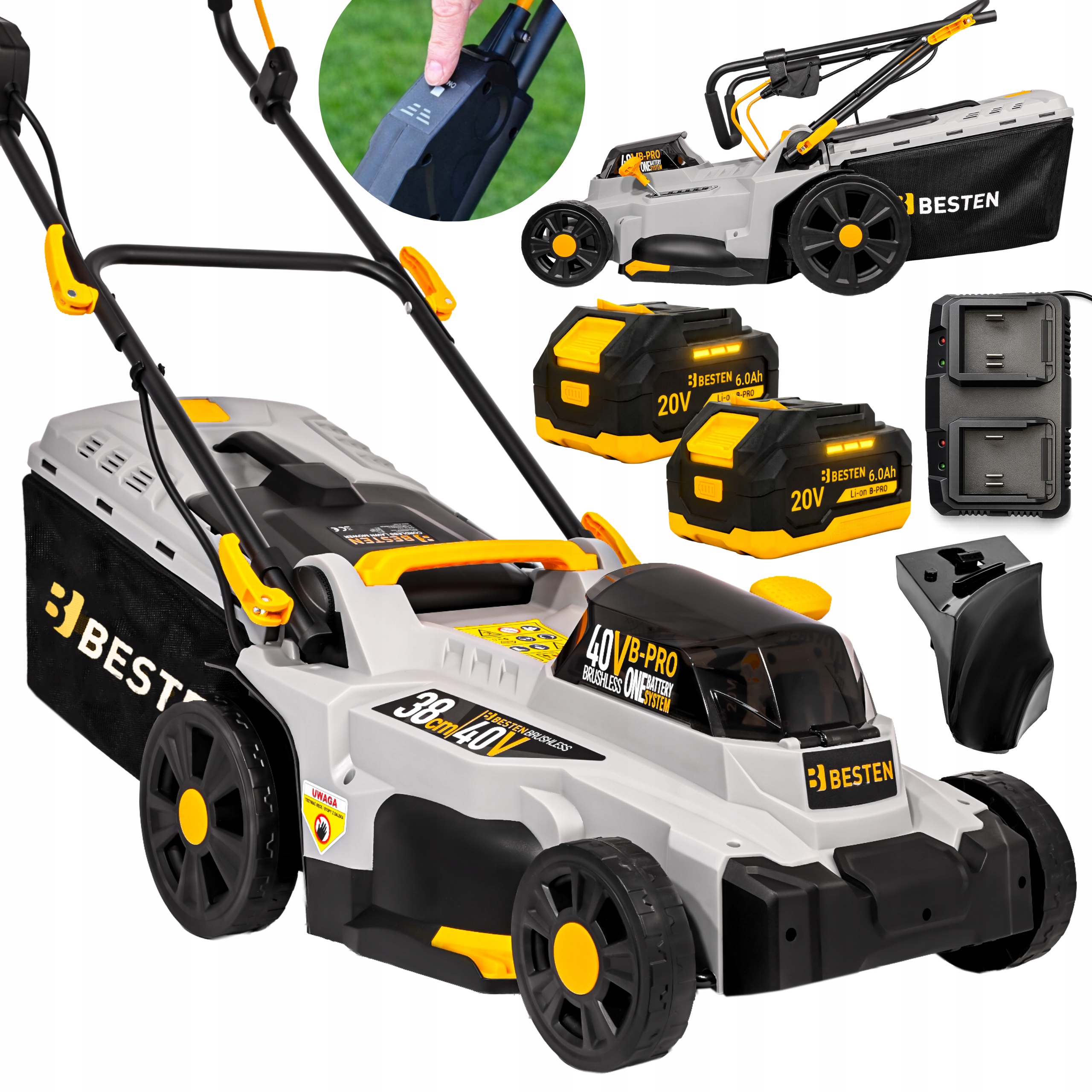 Akumulátorová Sekačka 38 CM Bezkartáčová Na Trávy 2XAKU 6AH Výkonná Besten