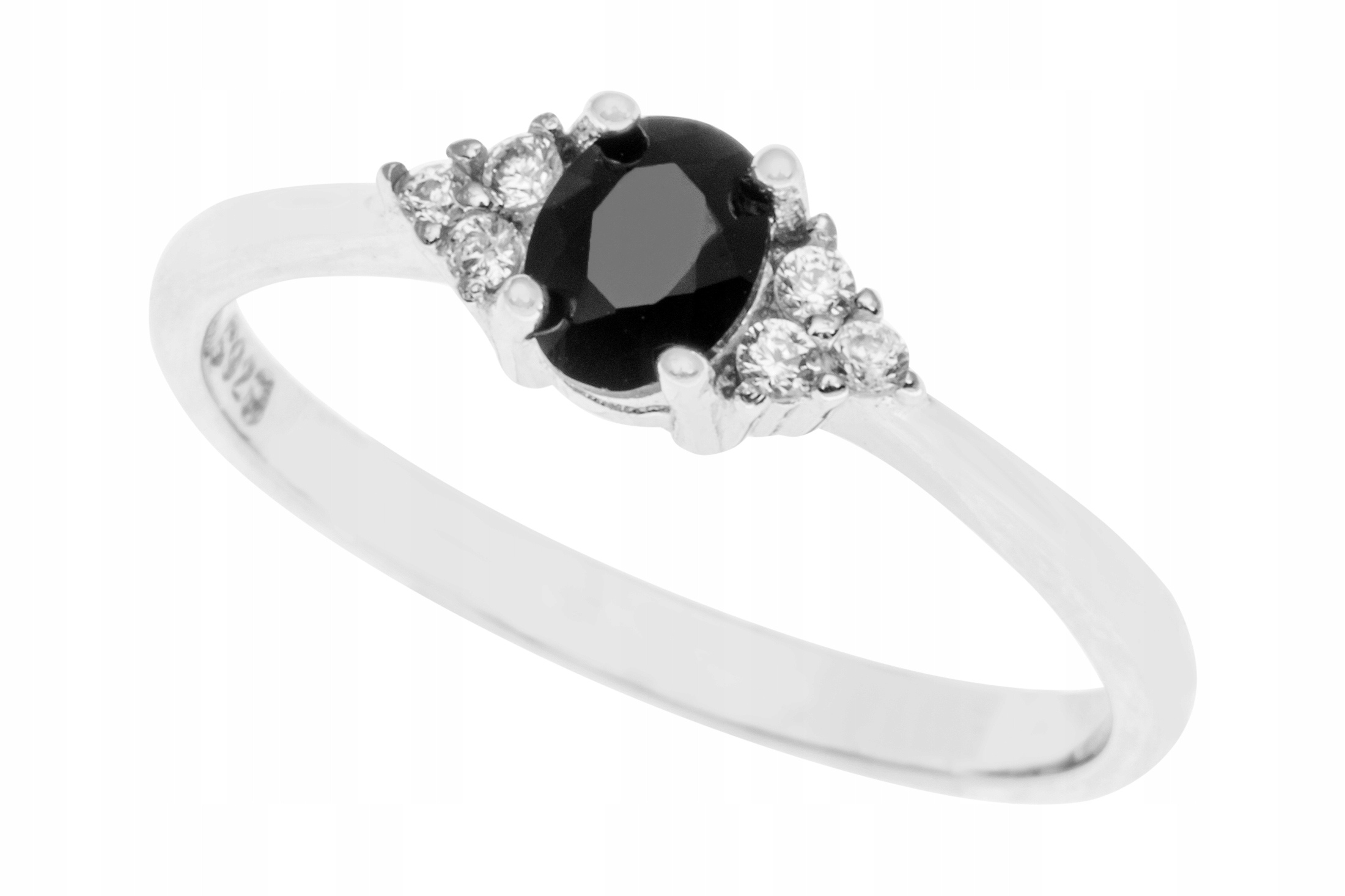 Srebrny Pierścionek Rodowany Z Cyrkoniami ROZM.28