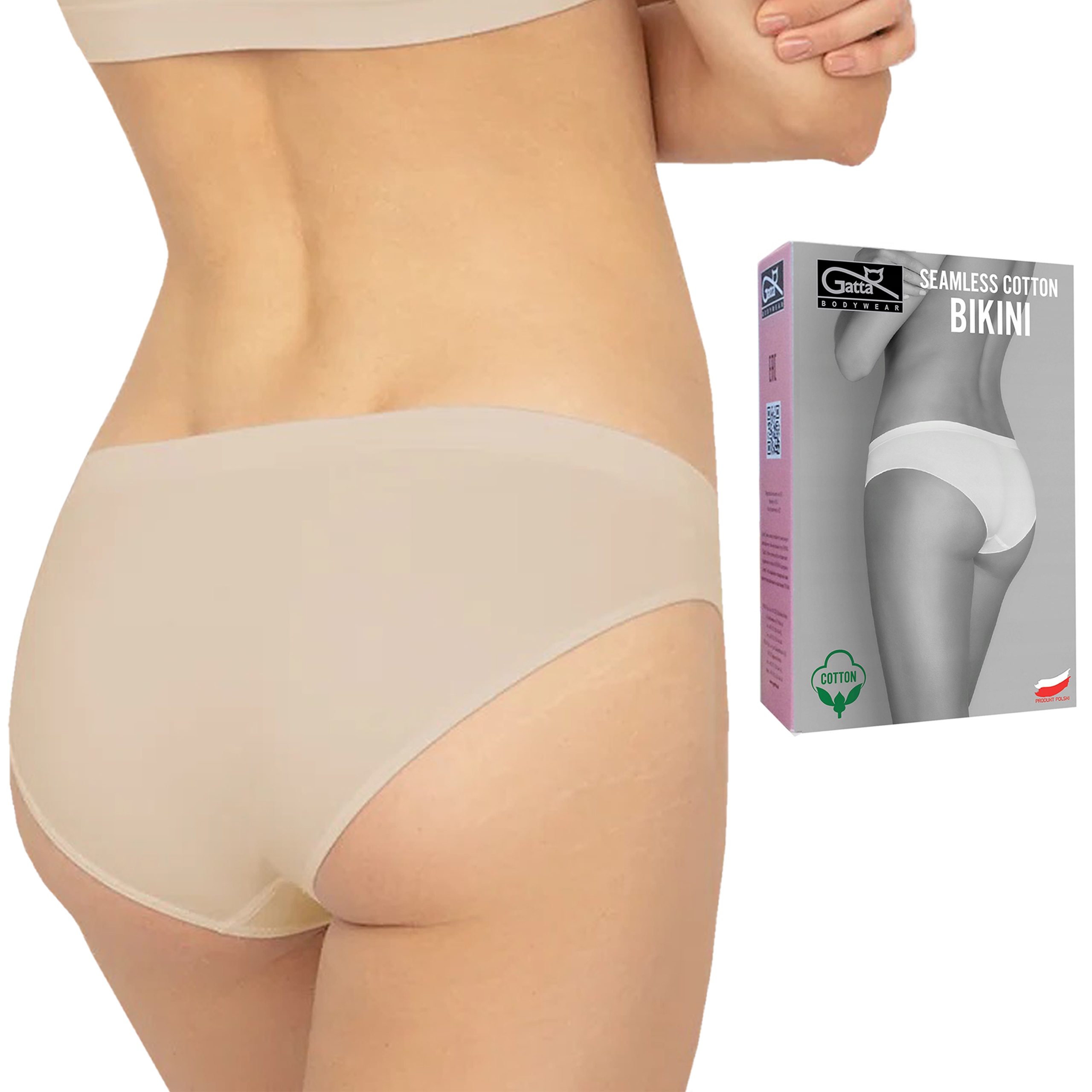 

Gatta Seamless Cotton Bikini majtki, light nude, M