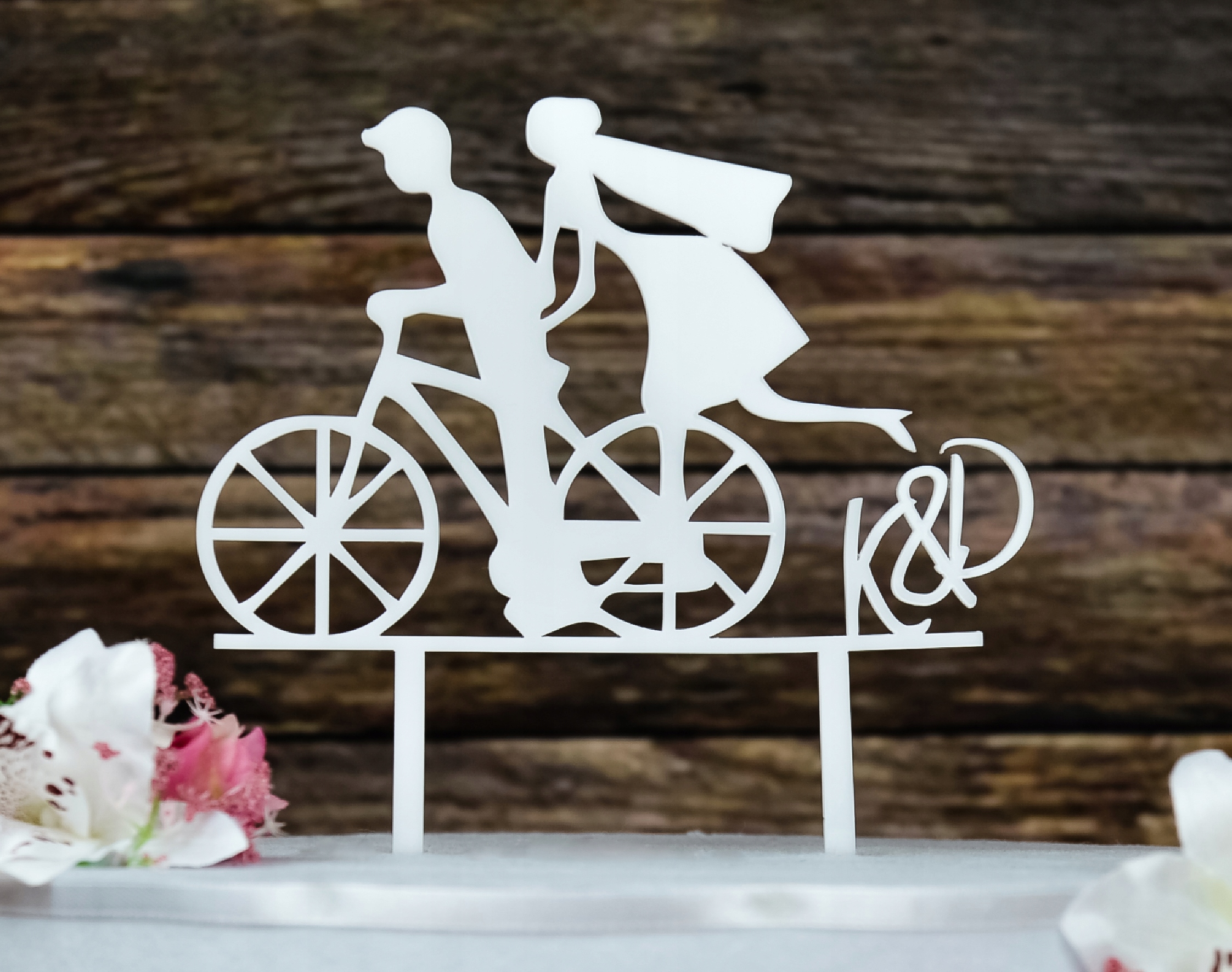 Topper TŚB-36-Inicjały Ślub Wesele Biały Marka Dekor Laser