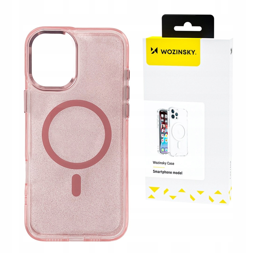 Etui ochronne na Samsung Galaxy S24 Fe Glitter Case Mag Safe różowe z bro