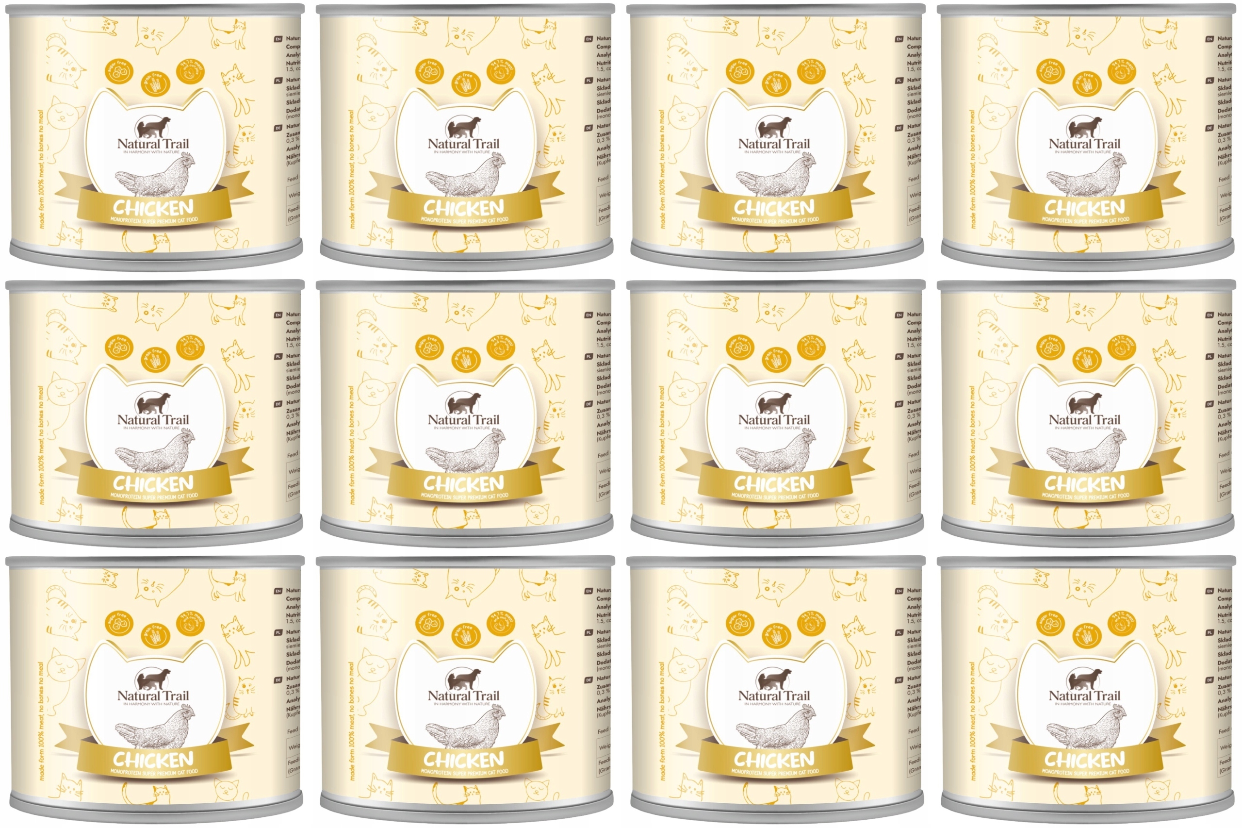 Levně Natural Trail Cat Monoprotein kuřecí 12 x 185 g