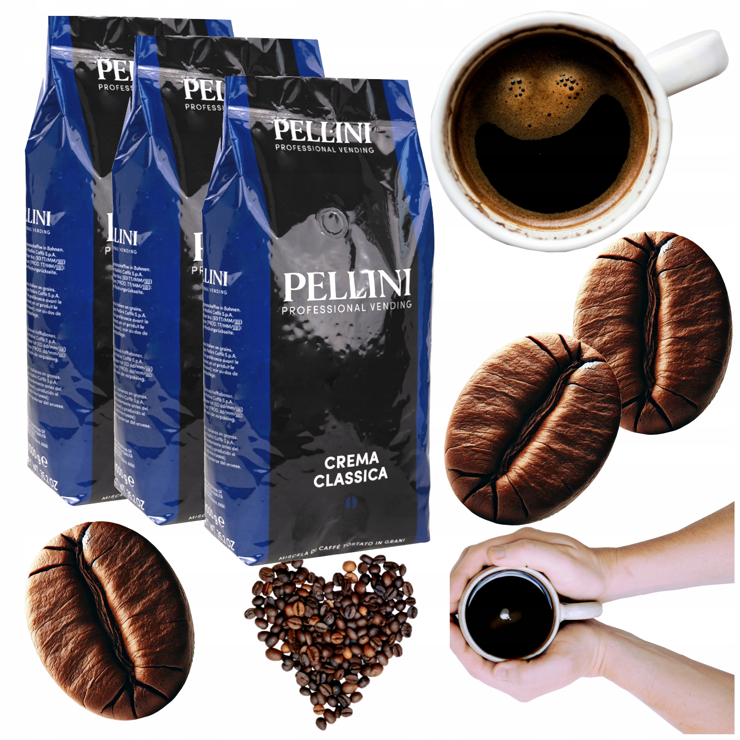 Kawa ziarnista 1 kg palona mieszana Pellini Crema Classica do ekspresu 3 op