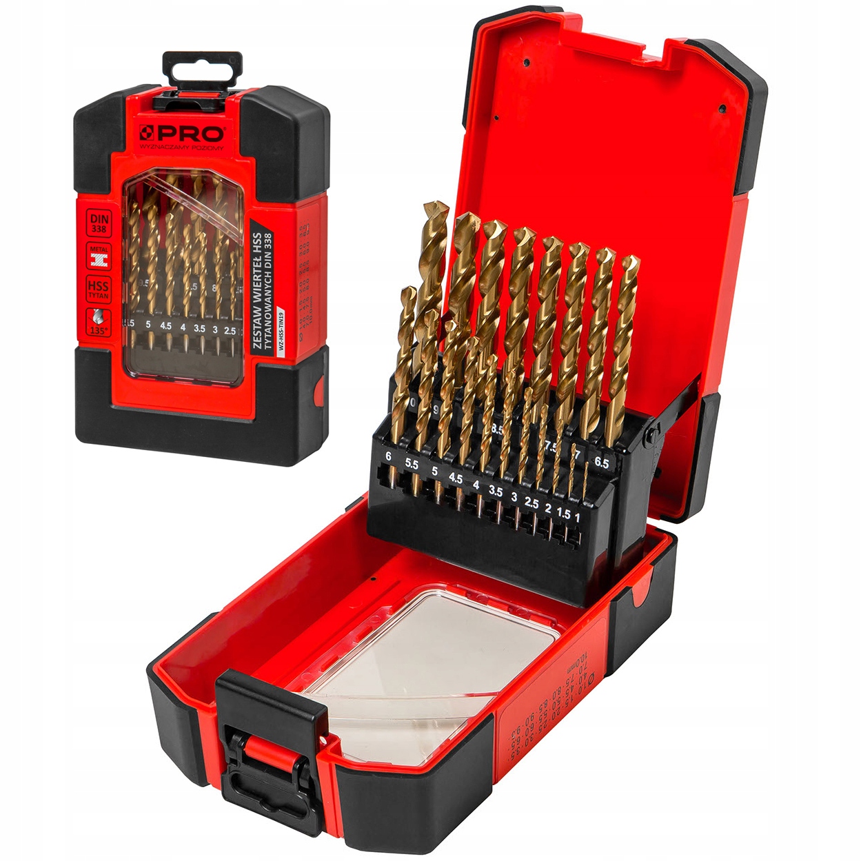 

Pro Zestaw Wierteł Tytanowych Hss Tin 19szt 1-10mm