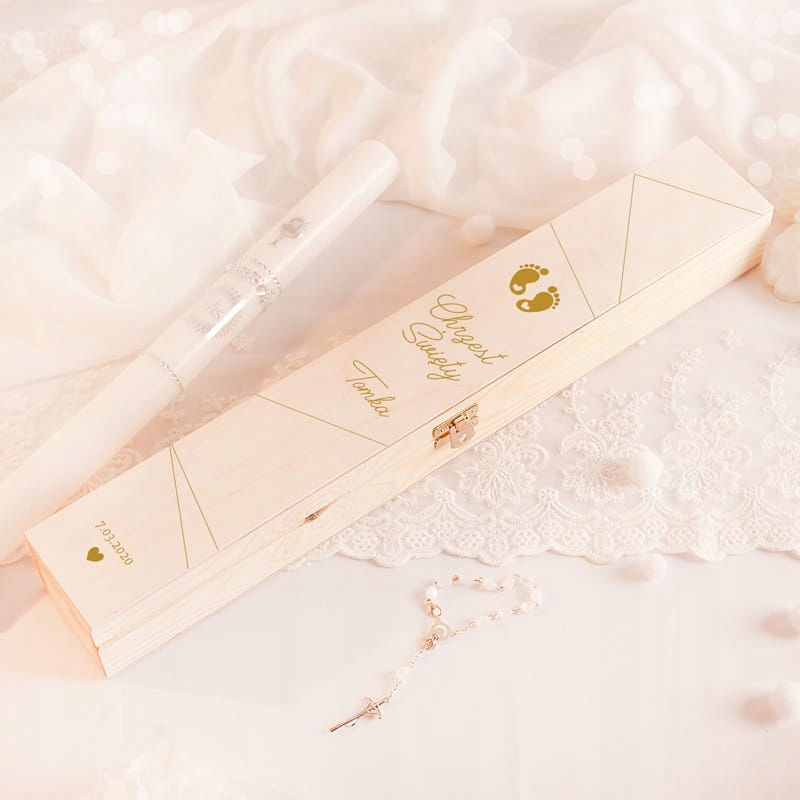 

Pudełko na gromnicę Chrzest Święty Małe Stópki