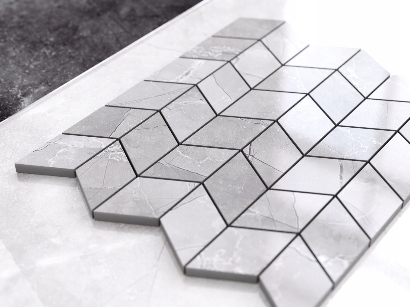 MOZAIKA GRESOWA CHEVRON ROMB LEZA GREY Typ mozaika