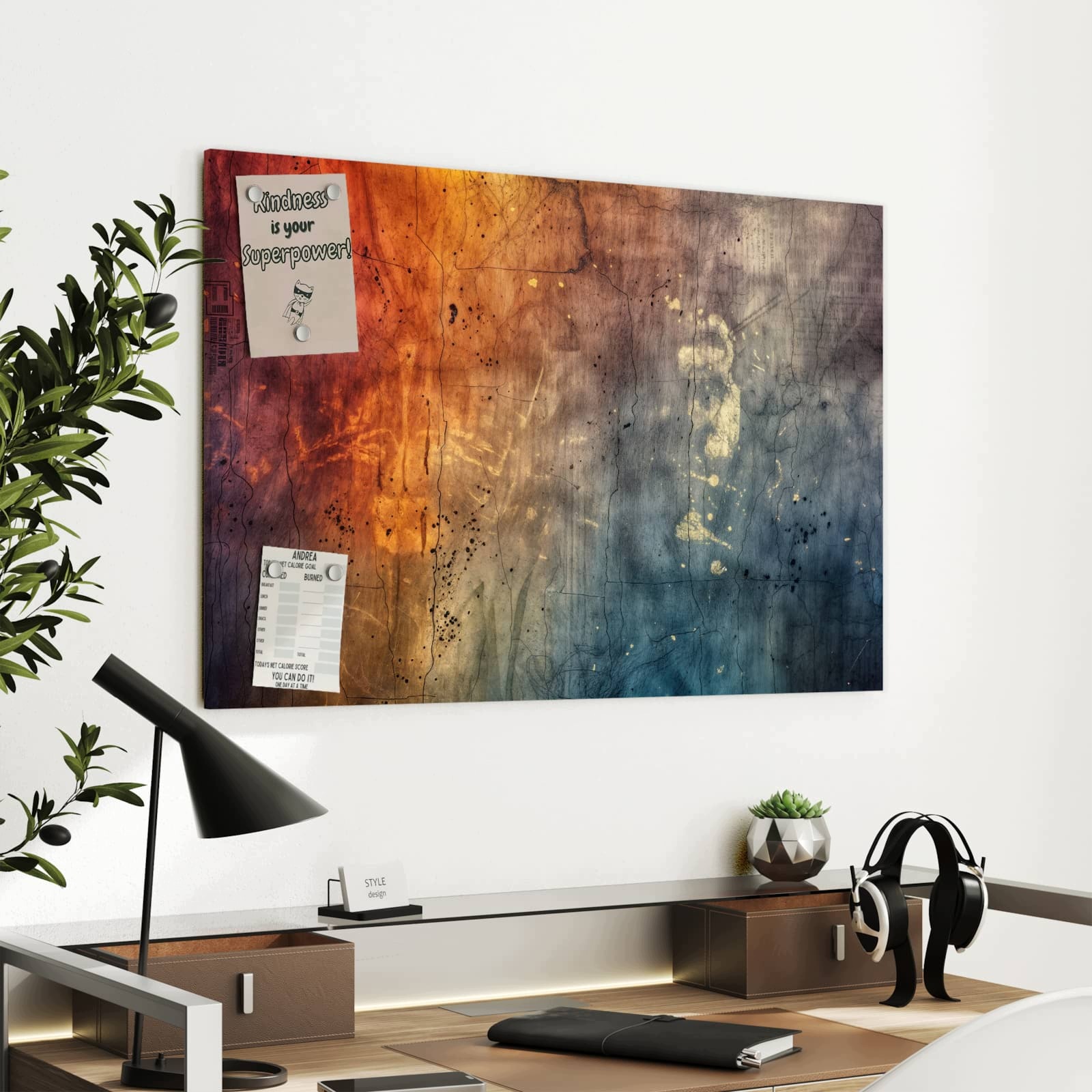 Magnetická tabule Abstraktní Paleta barev 90 × 60 cm