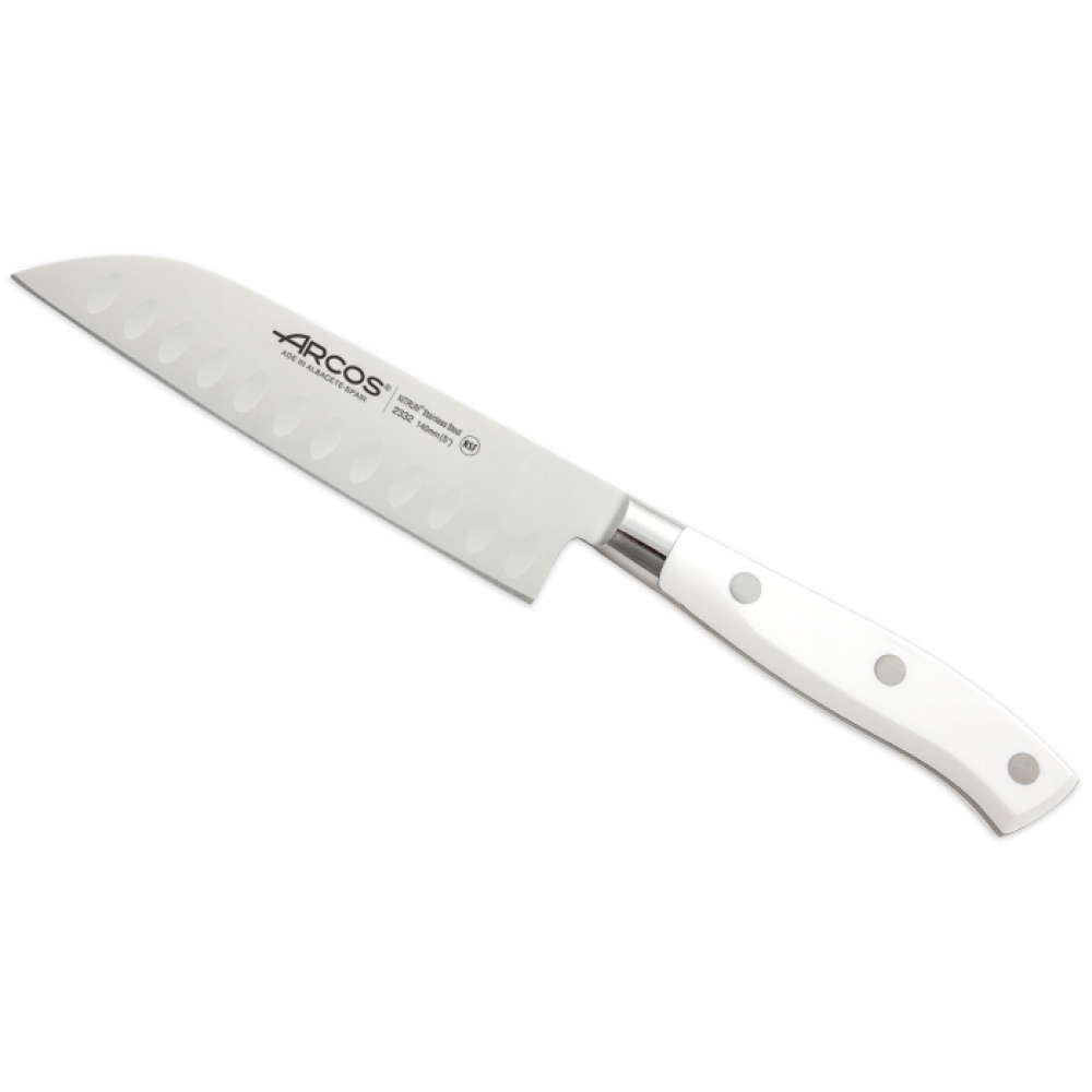 

Nóż Santoku stali nierdzewnej Arcos biały 14 cm