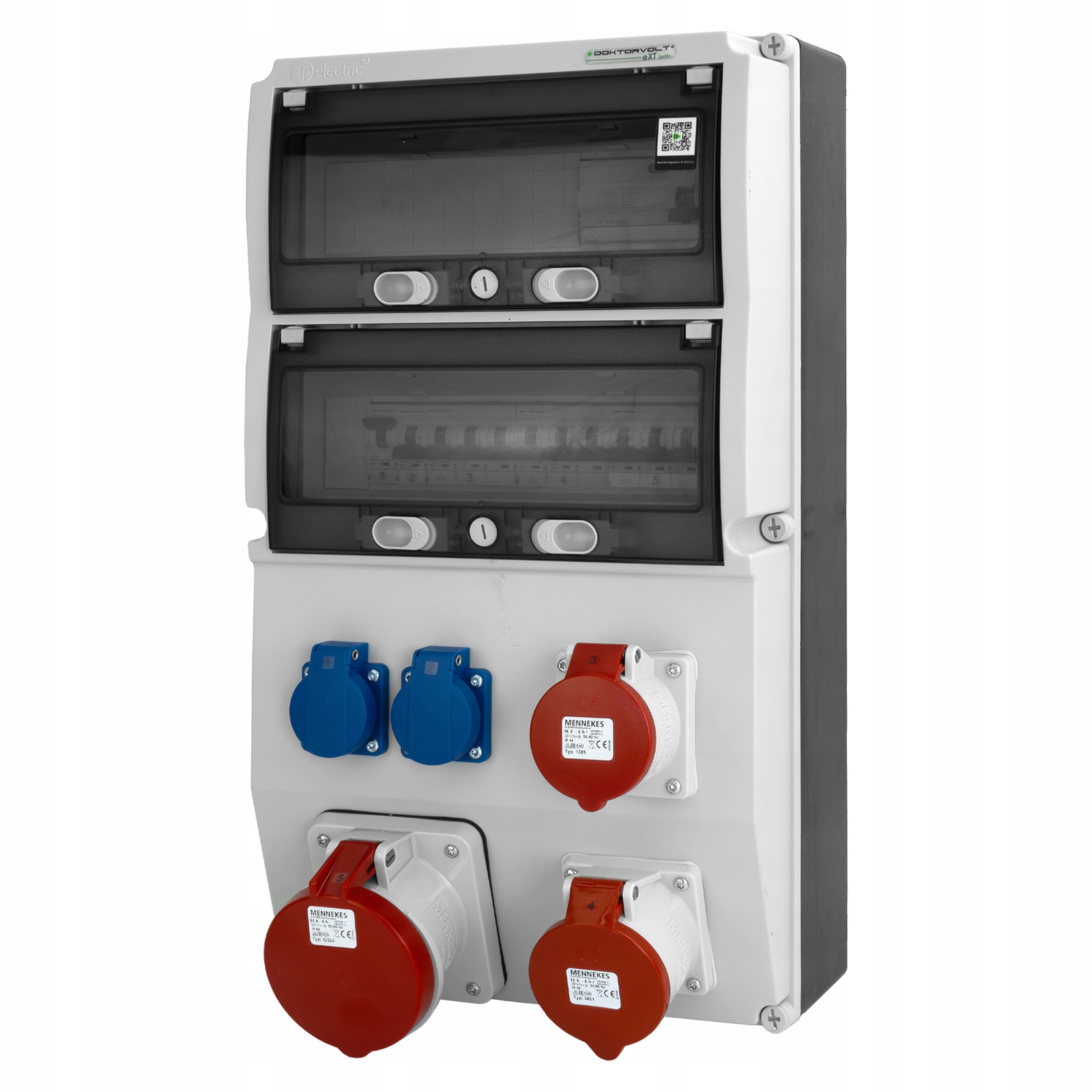 Stavebný rozvádzač 63A 32A 16A 2x230V, zabezpečená erbetka