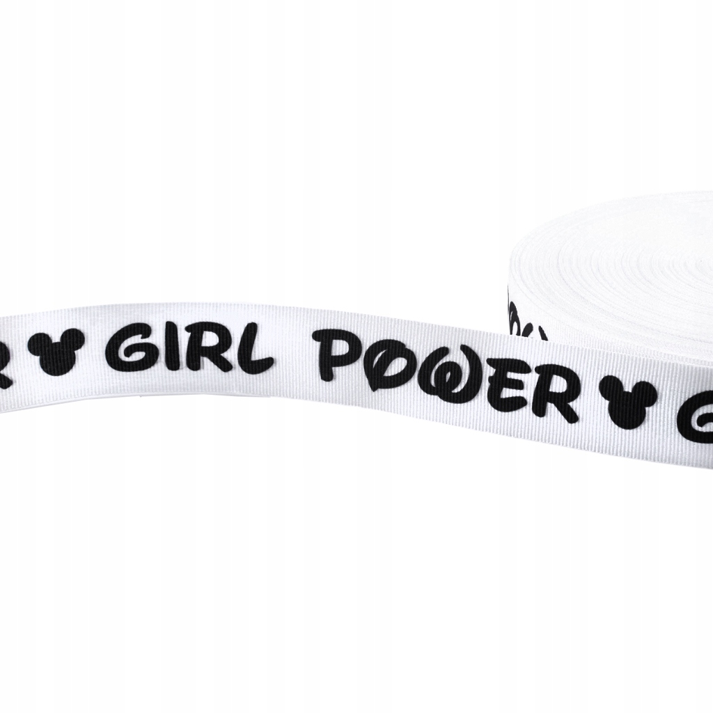 Taśma rypsowa 30MM Girl Power 50MB biała 2362