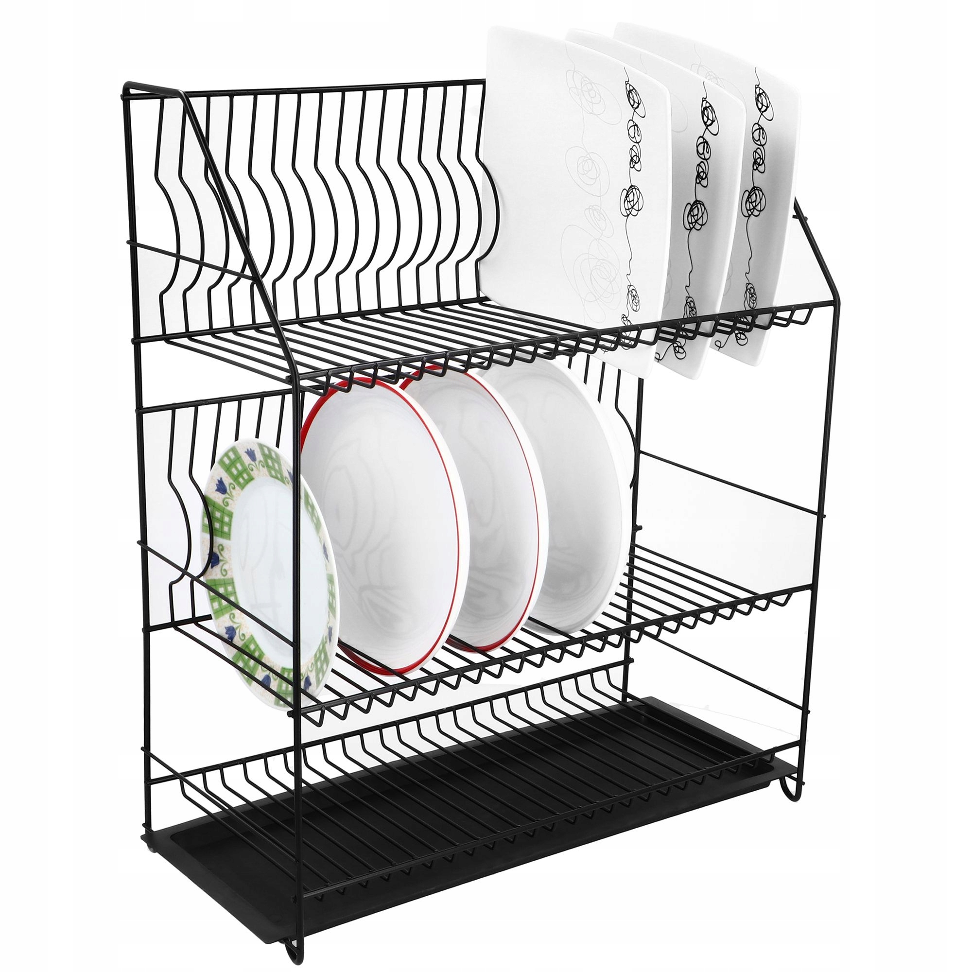 Levně Odkapávač na nádobí 3-úrovňový odkapávač Černá Osączarka Odkapávač 50 cm