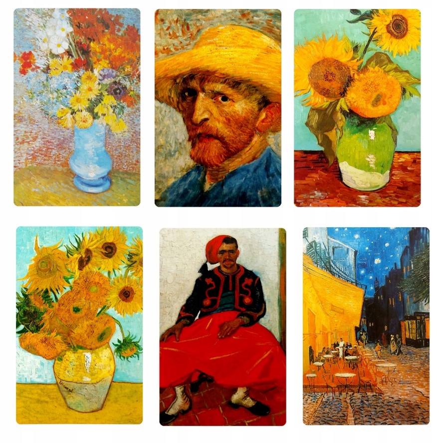 

6 magnesów Vincent Van Gogh słoneczniki kwiaty