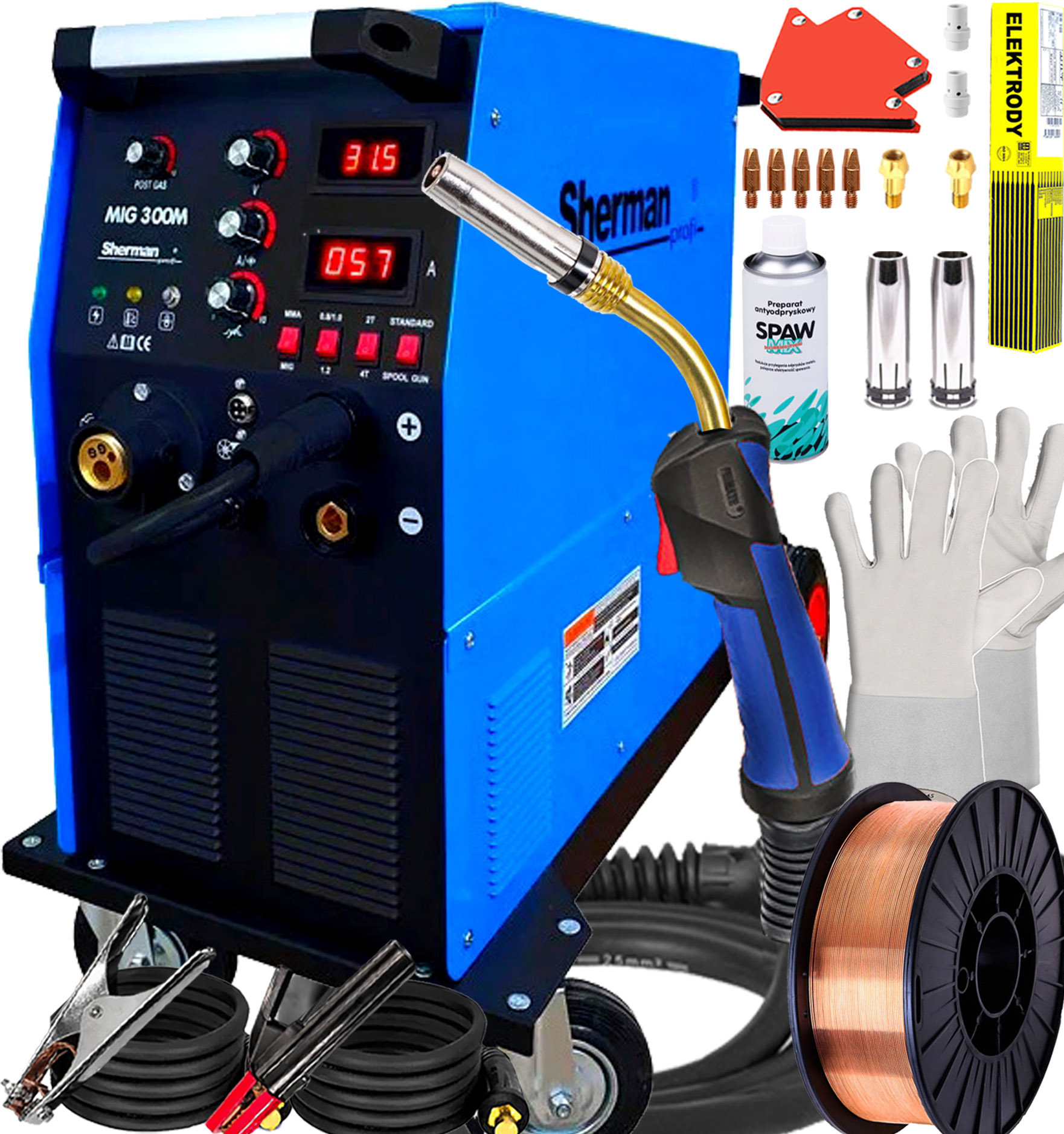 Invertorová Svářečka Migomat Poloautomatická Sherman Mig 300M/4R 300A 400V
