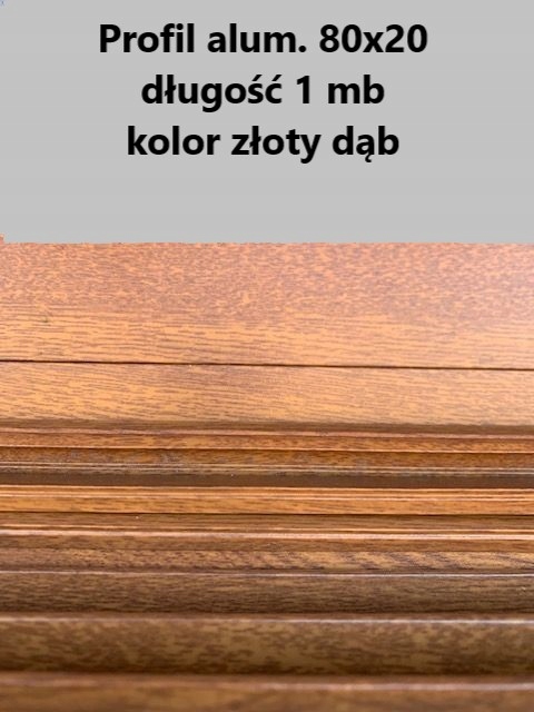 profil 80X20 alum drewnopodobny złoty dąb, 1 mb dostępny od ręki