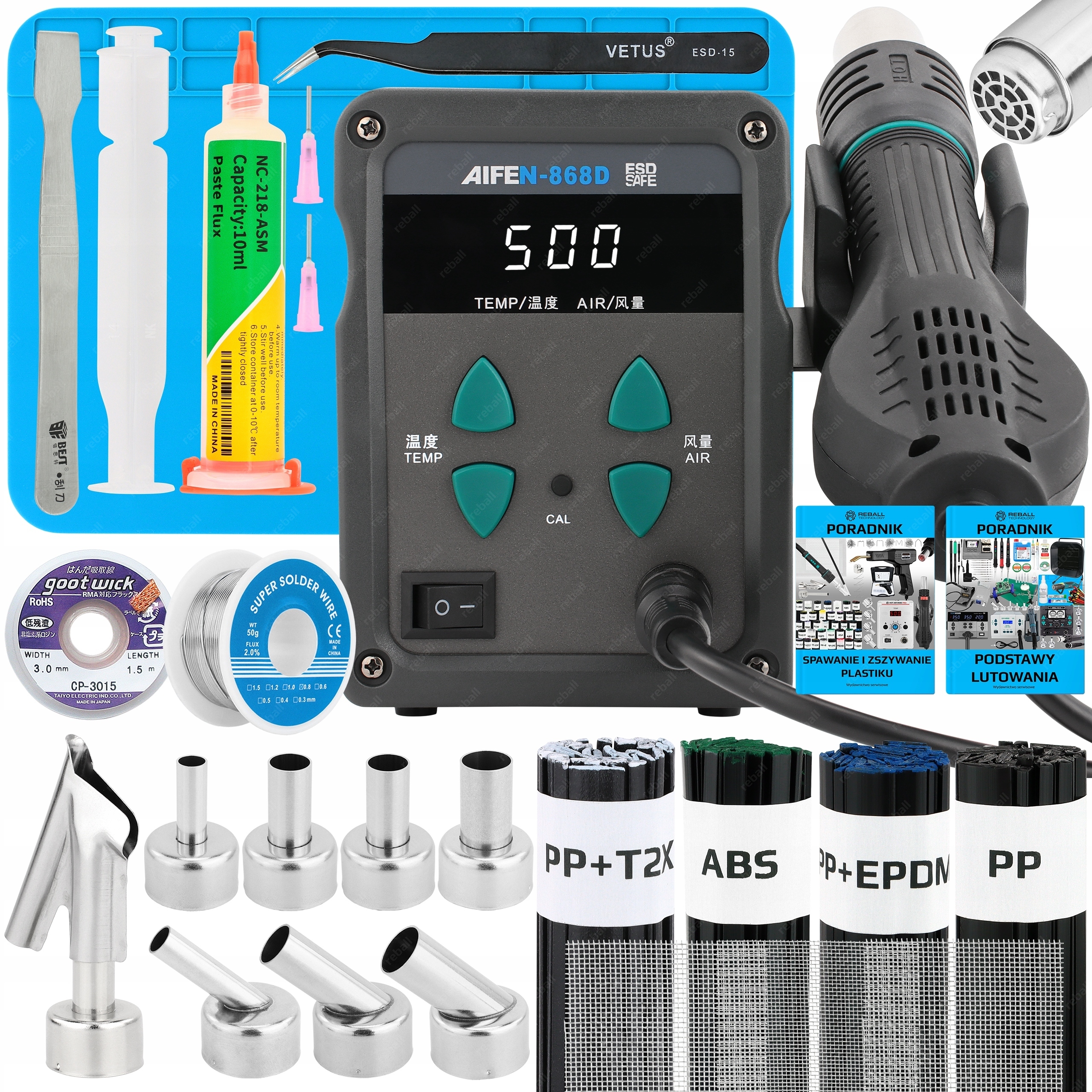 Set Pájecí Stanice Hot Air Svařovací Plast Aifen 868D 500C XXLv1
